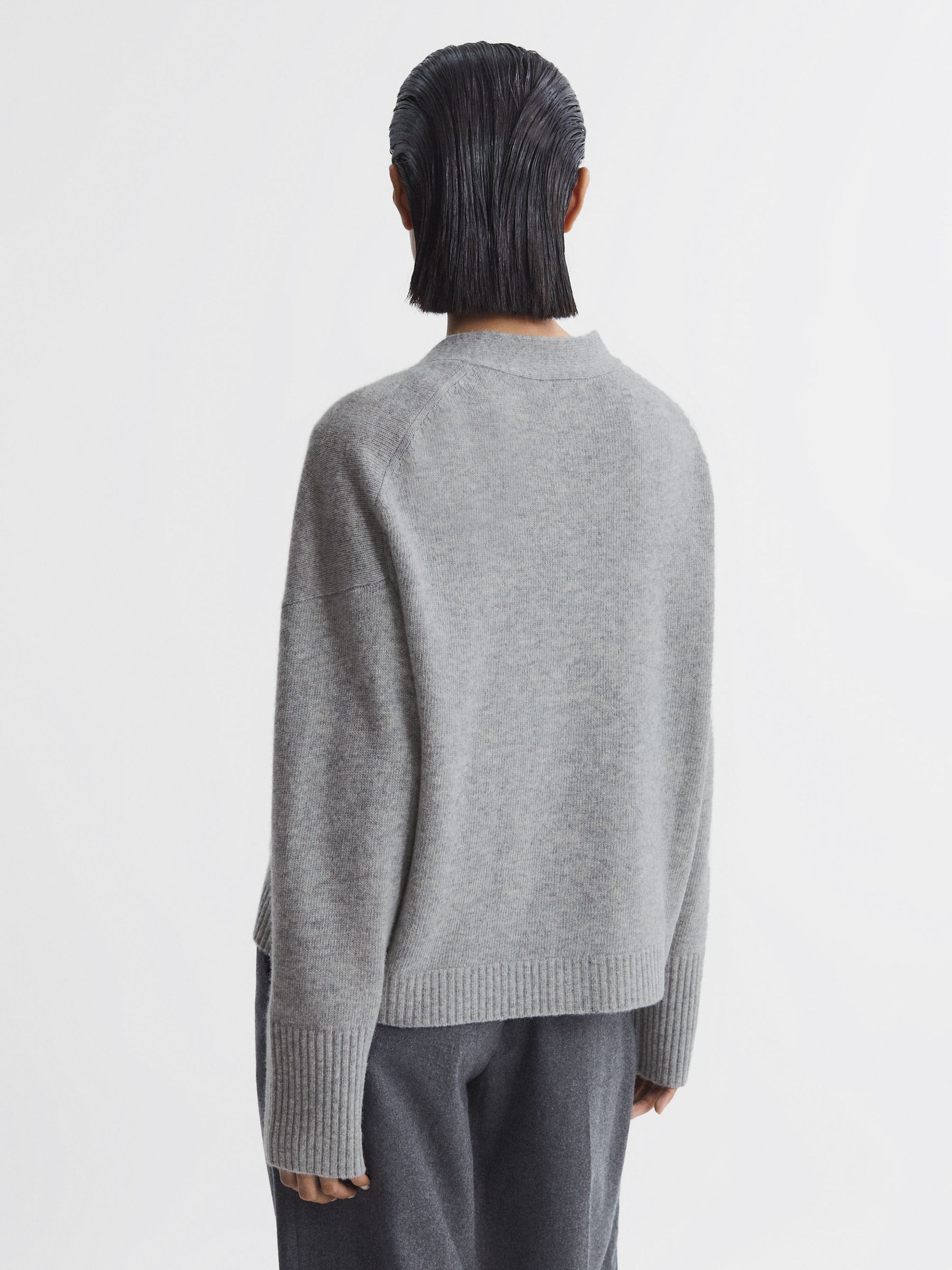Relaxed Wool-Cashmere Cardigan in Grey Marl - Image 4 of 5