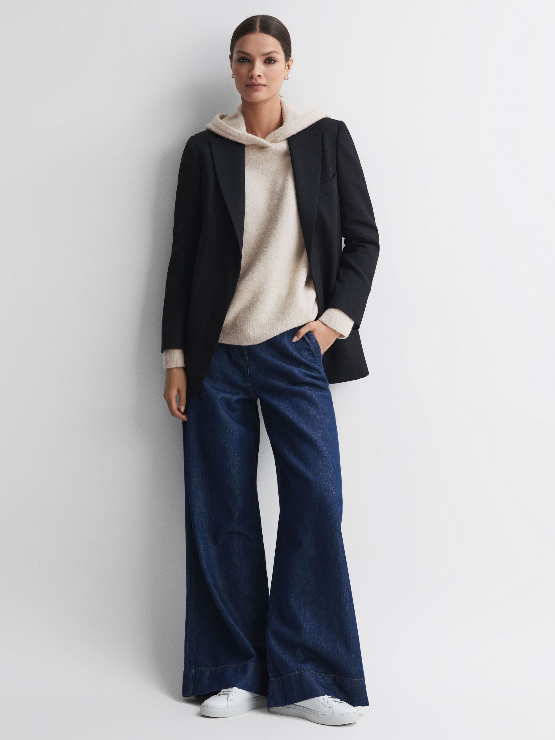 Wool Blend Bouclé Hoodie in Neutral - Image 3 of 5