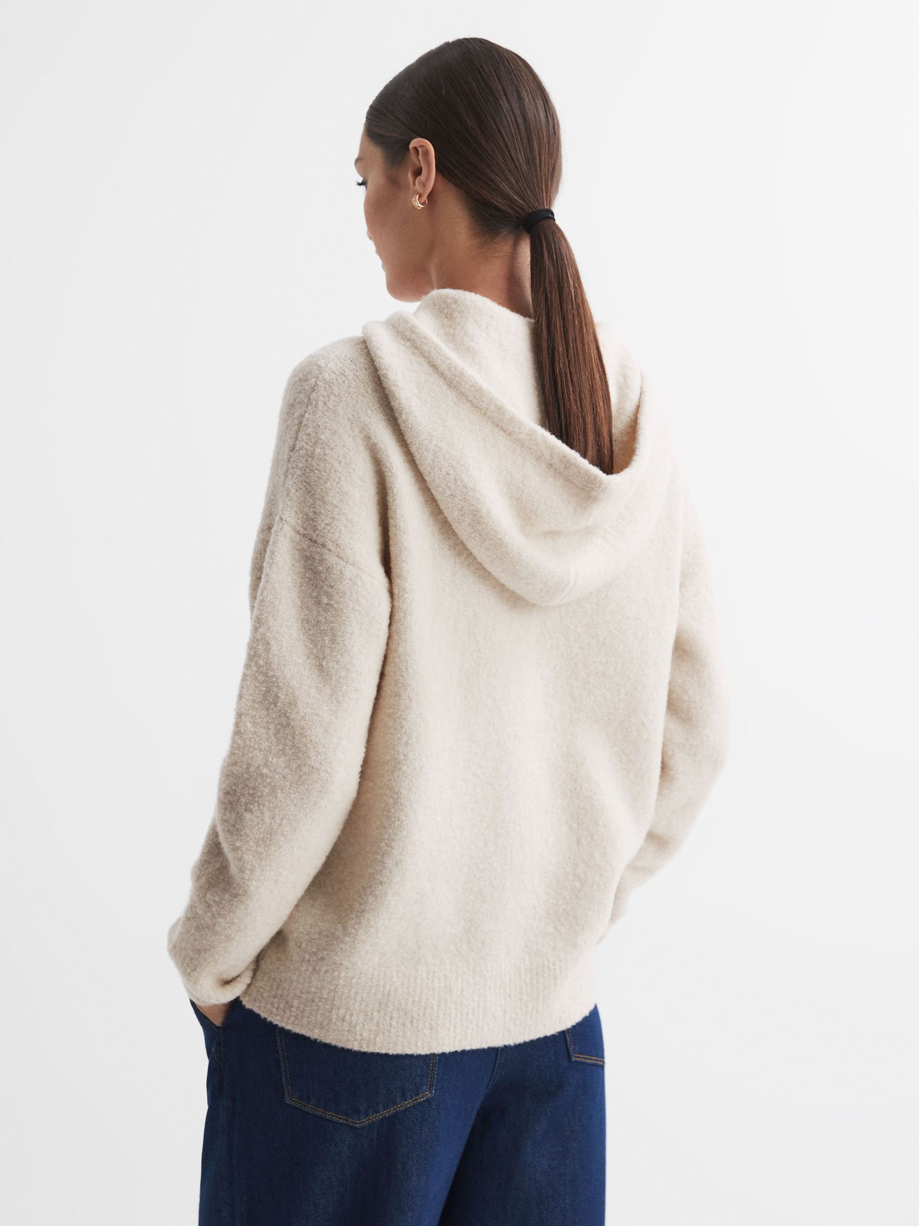 Wool Blend Bouclé Hoodie in Neutral - Image 5 of 5