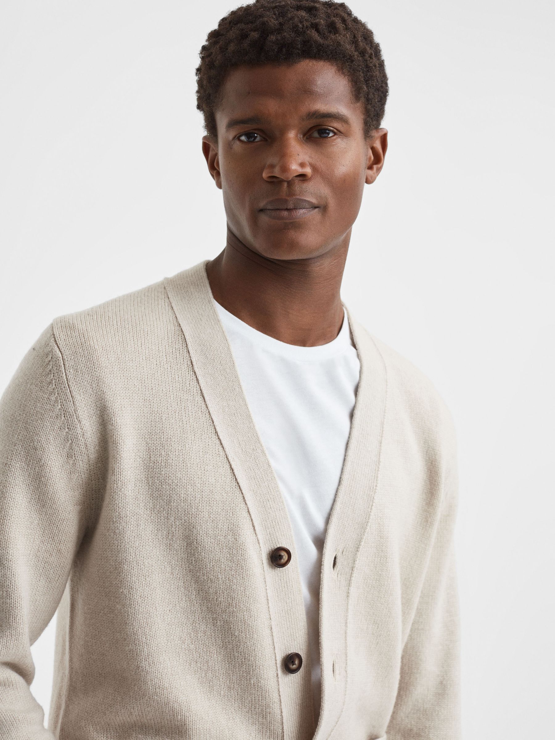 Wool Blend Button-Through Cardigan in Heather Melange - Image 1 of 6