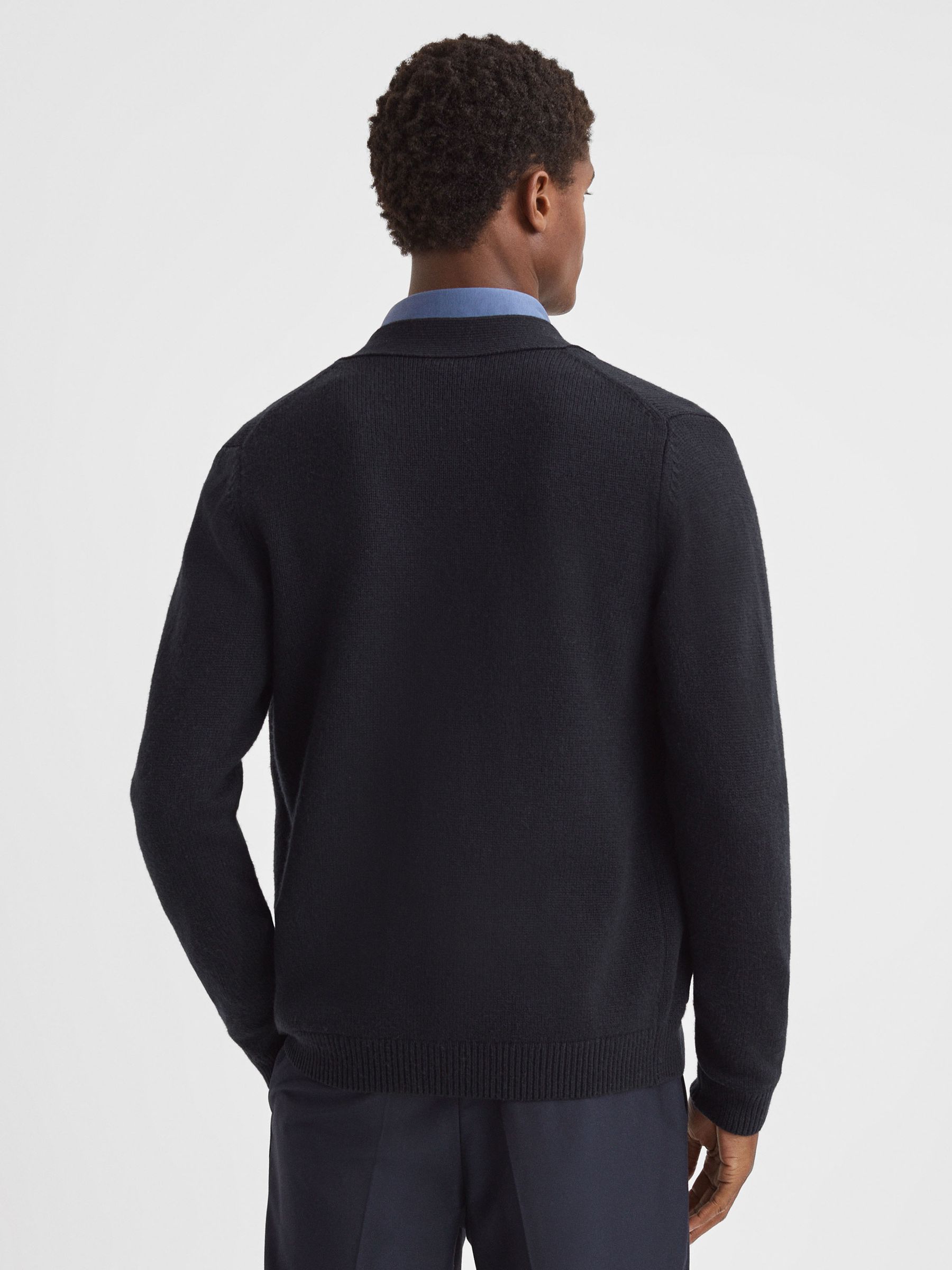 Wool Blend Button-Through Cardigan in Navy - Image 4 of 4