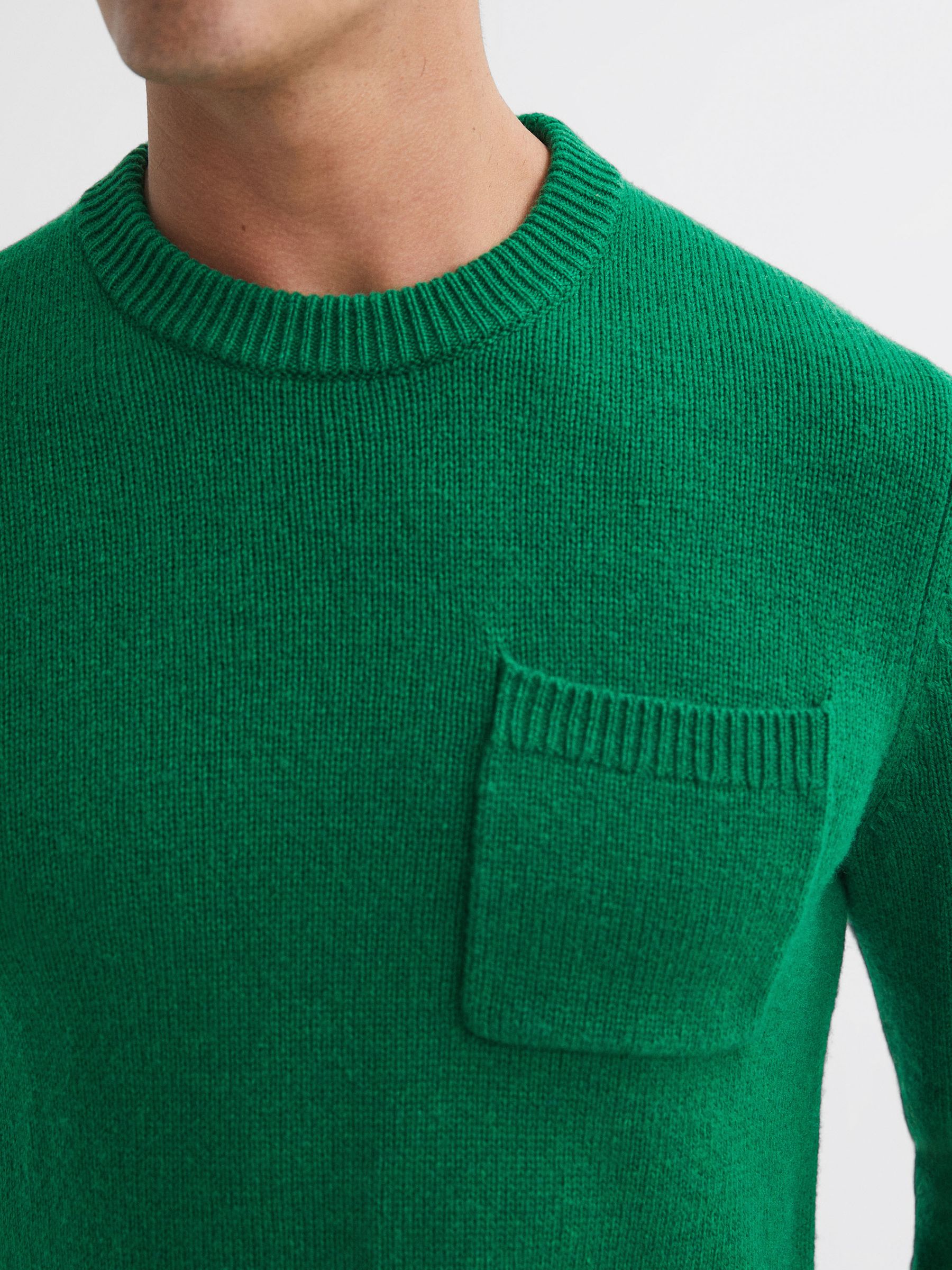 Wool Blend Chunky Crew Neck Jumper in Bright Green - Image 4 of 5