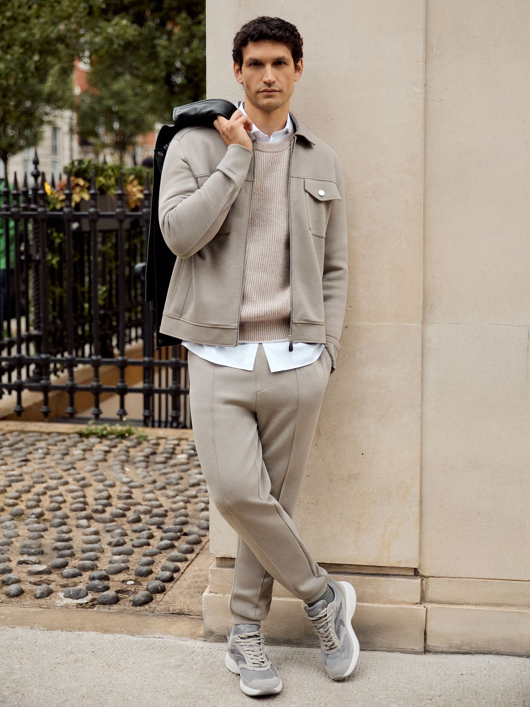 Stretch-Jersey Tailored Joggers in Taupe - image 5