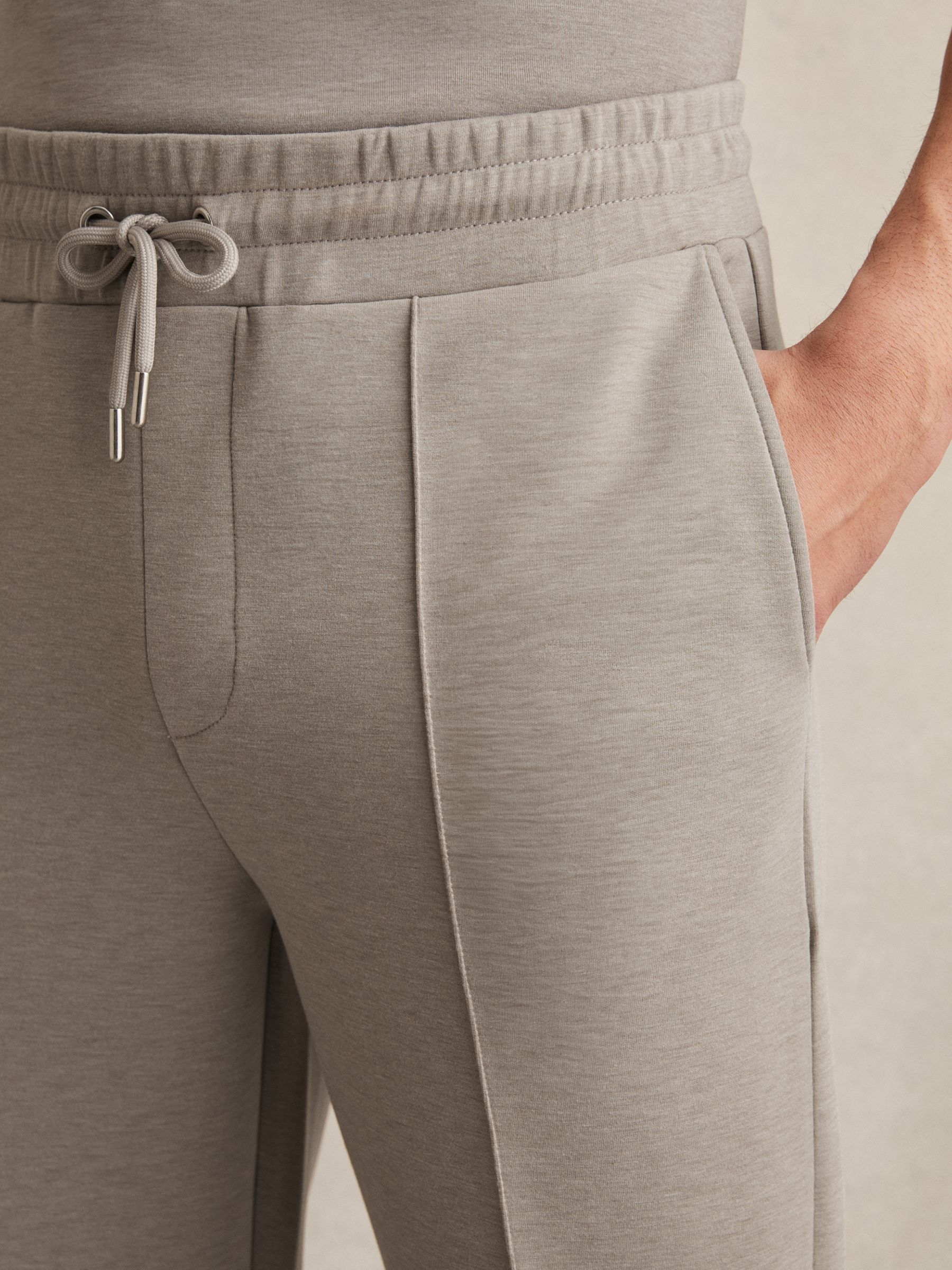 Drawstring Jersey Joggers in Taupe - Image 4 of 8