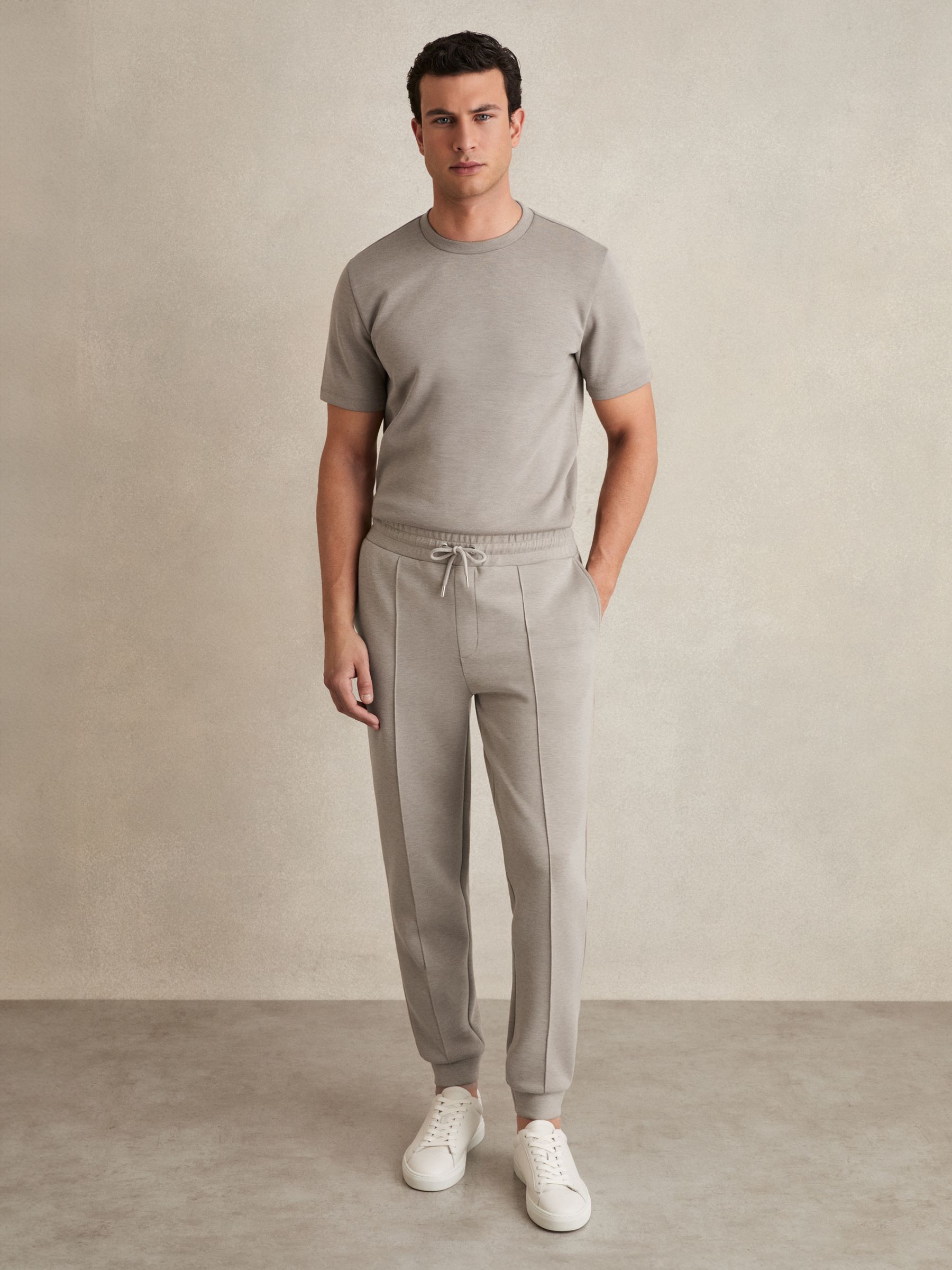 Drawstring Jersey Joggers in Taupe - Image 6 of 8