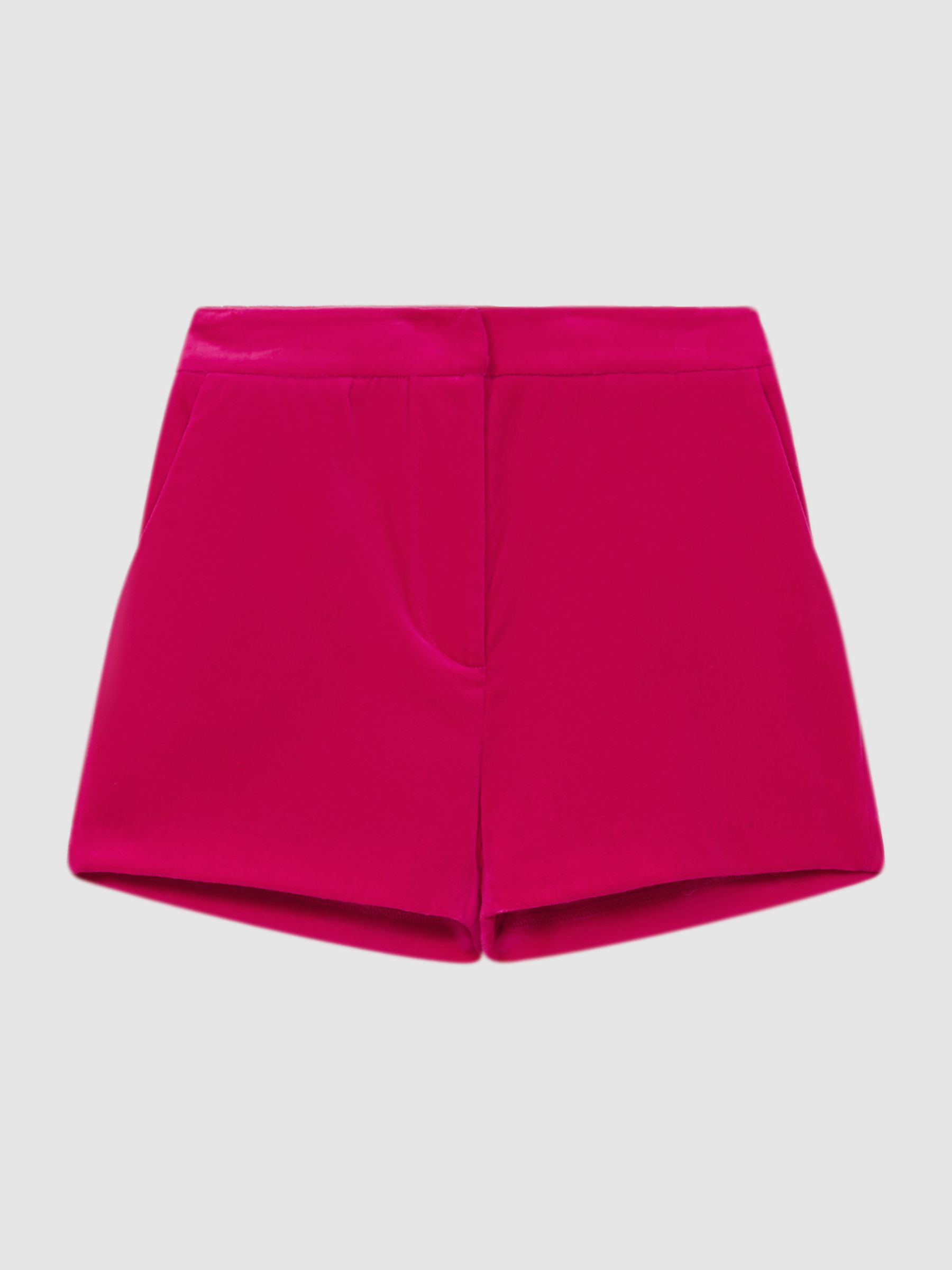 Velvet Mid Rise Shorts in Bright Pink - Image 2 of 6