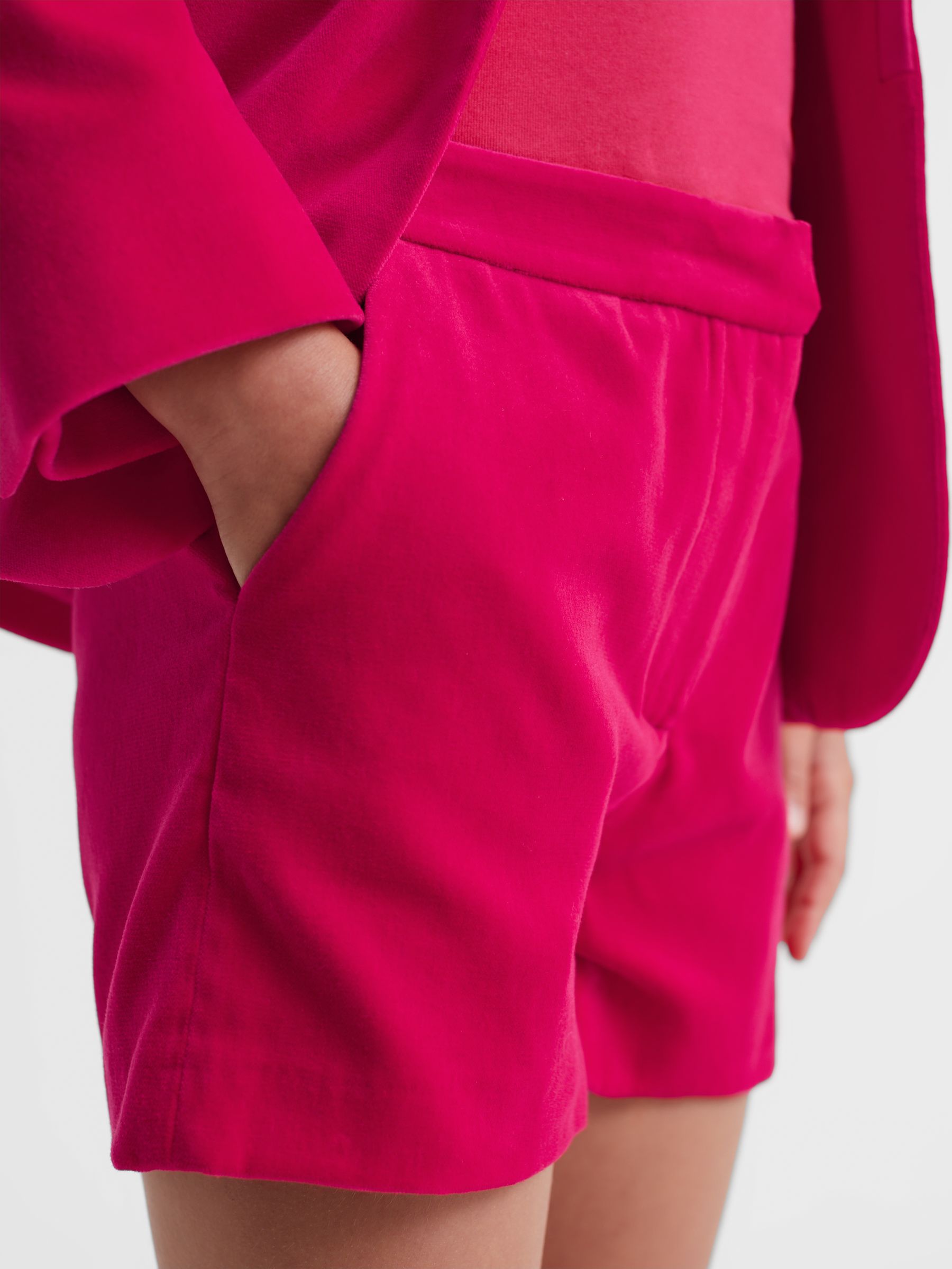 Velvet Mid Rise Shorts in Bright Pink - Image 4 of 6