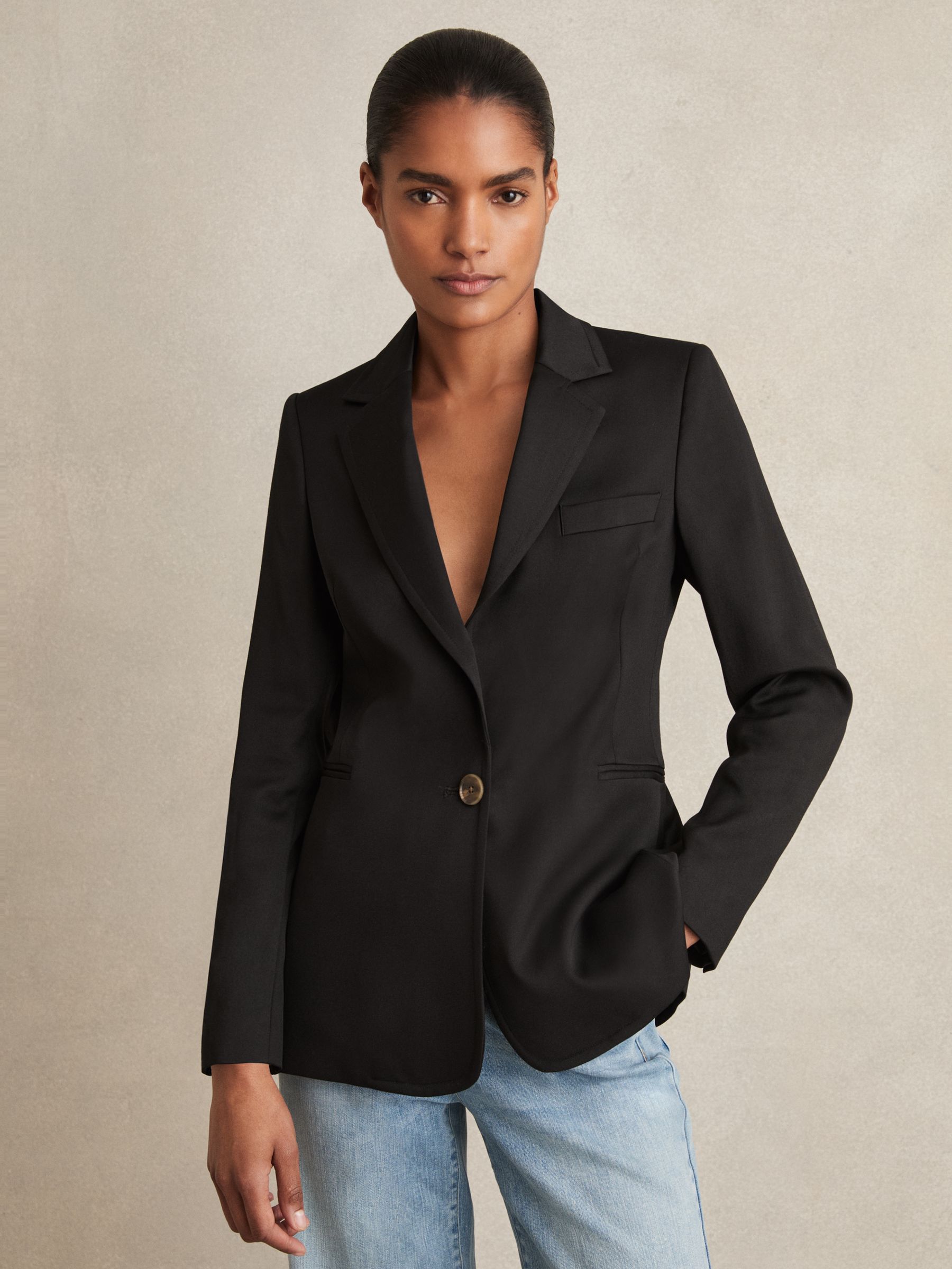 Single-Breasted Suit Jacket in Black - Image 3 of 6