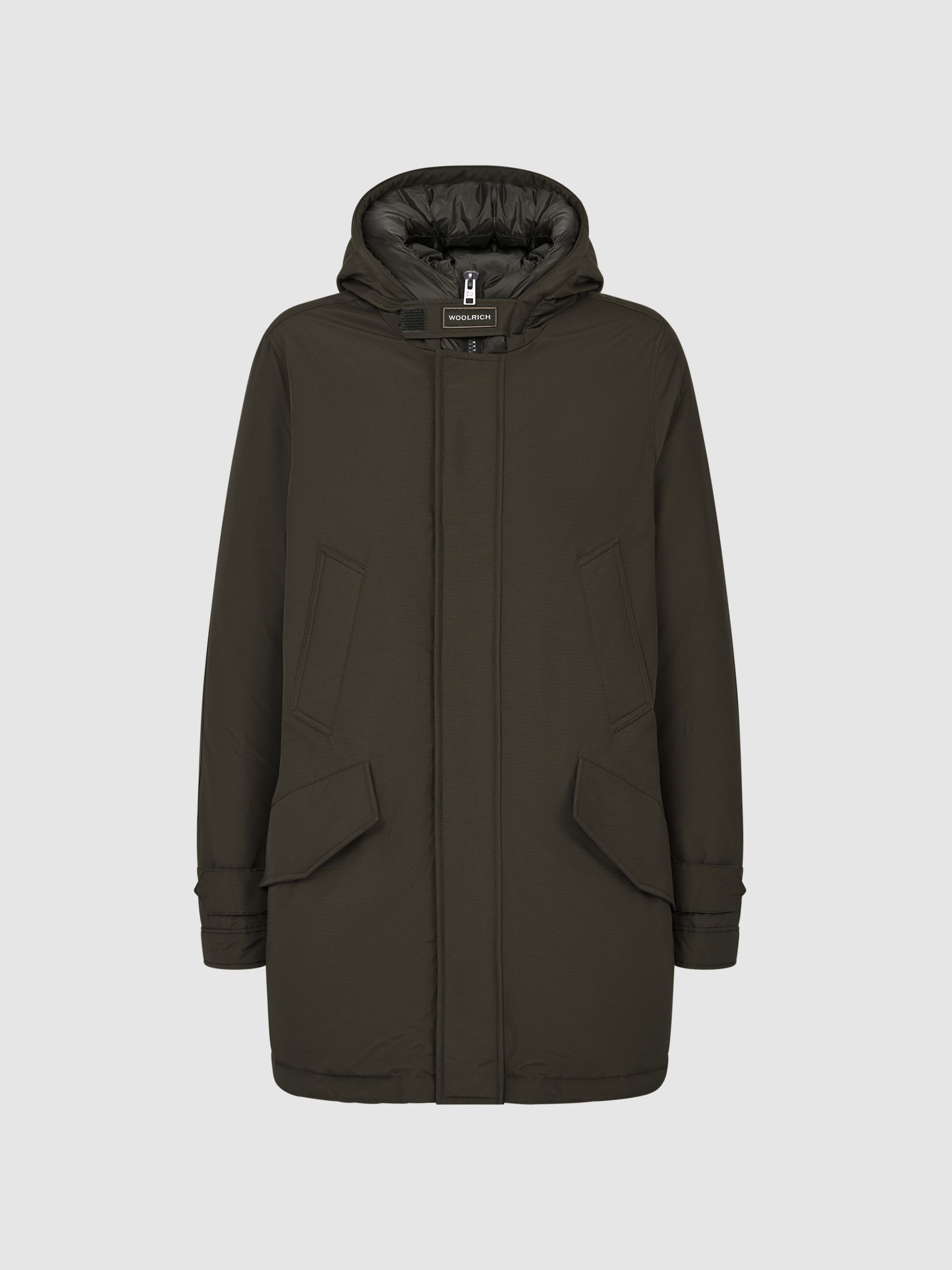 Woolrich Hooded Parka Coat in Dark Green - Image 2 of 7