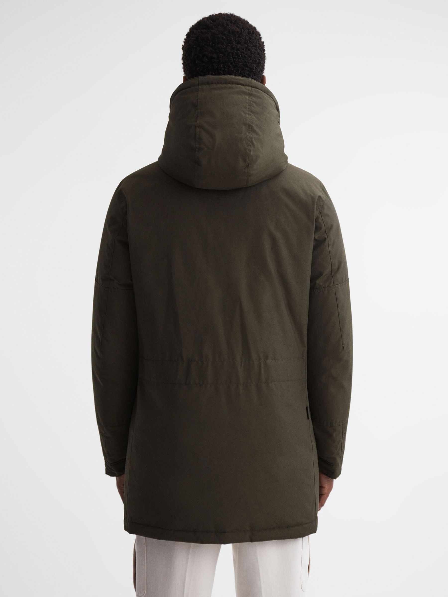 Woolrich Hooded Parka Coat in Dark Green - Image 5 of 7