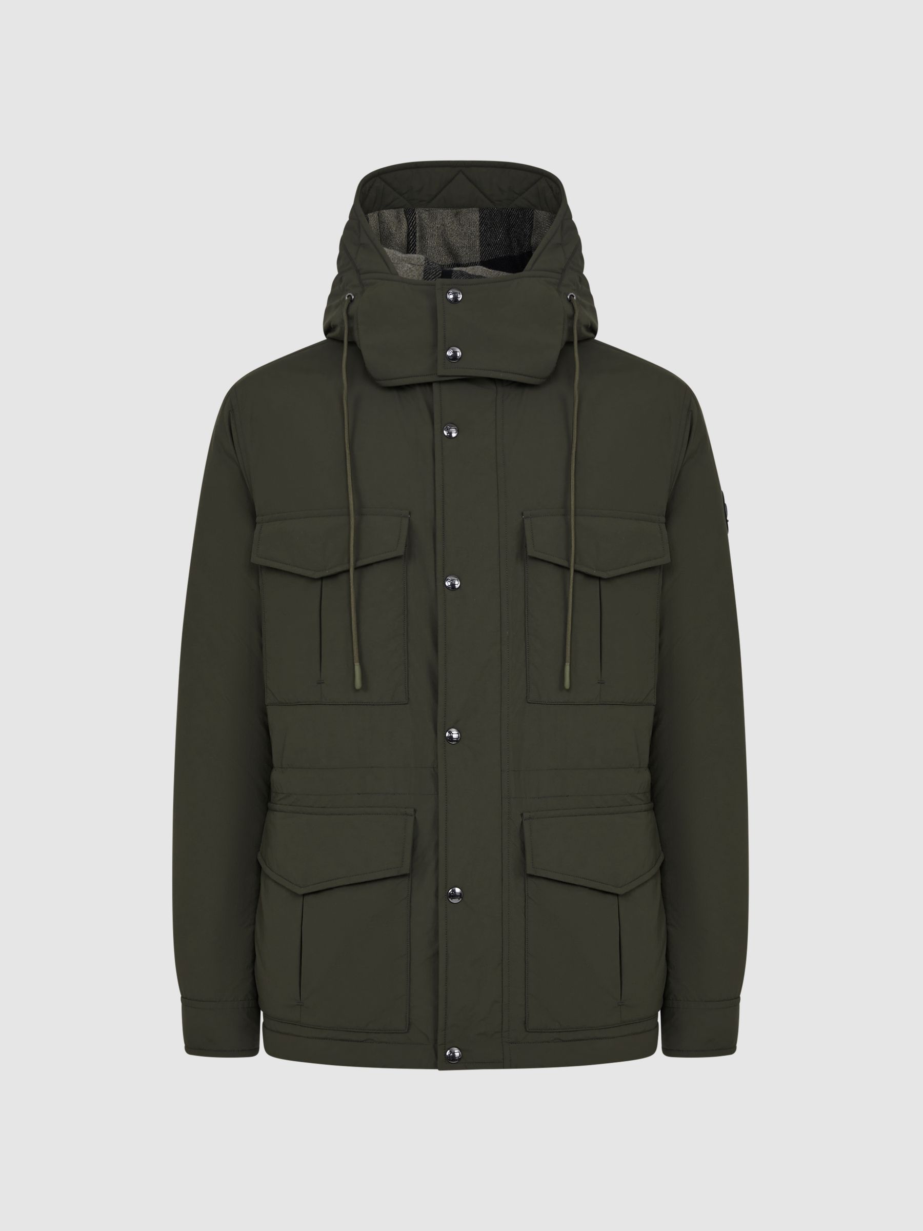 Woolrich Hooded Field Jacket in Dark Green - Image 2 of 7