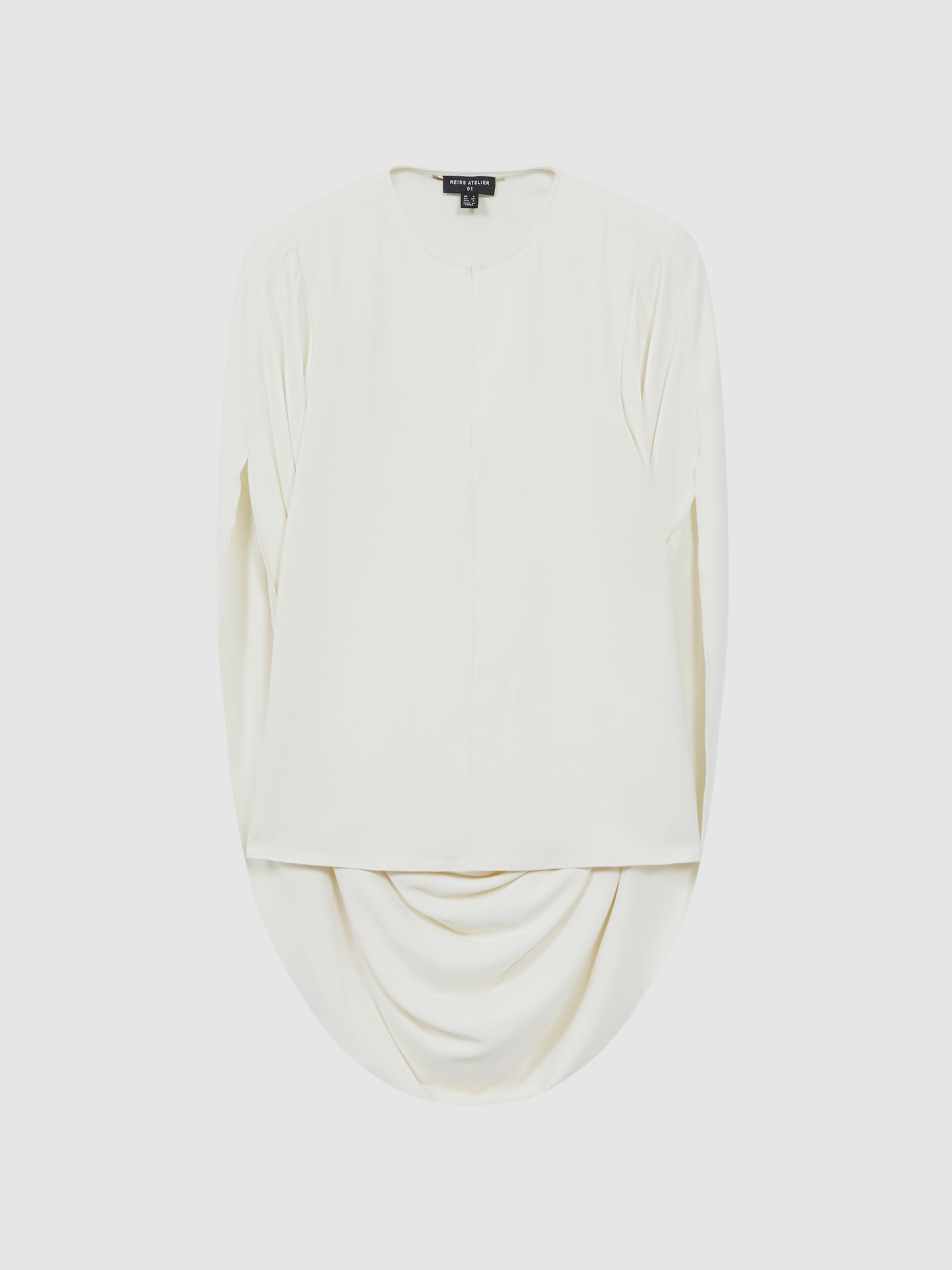 Italian Fabric Drape Back Cape-Style Top in Cream - Image 2 of 5