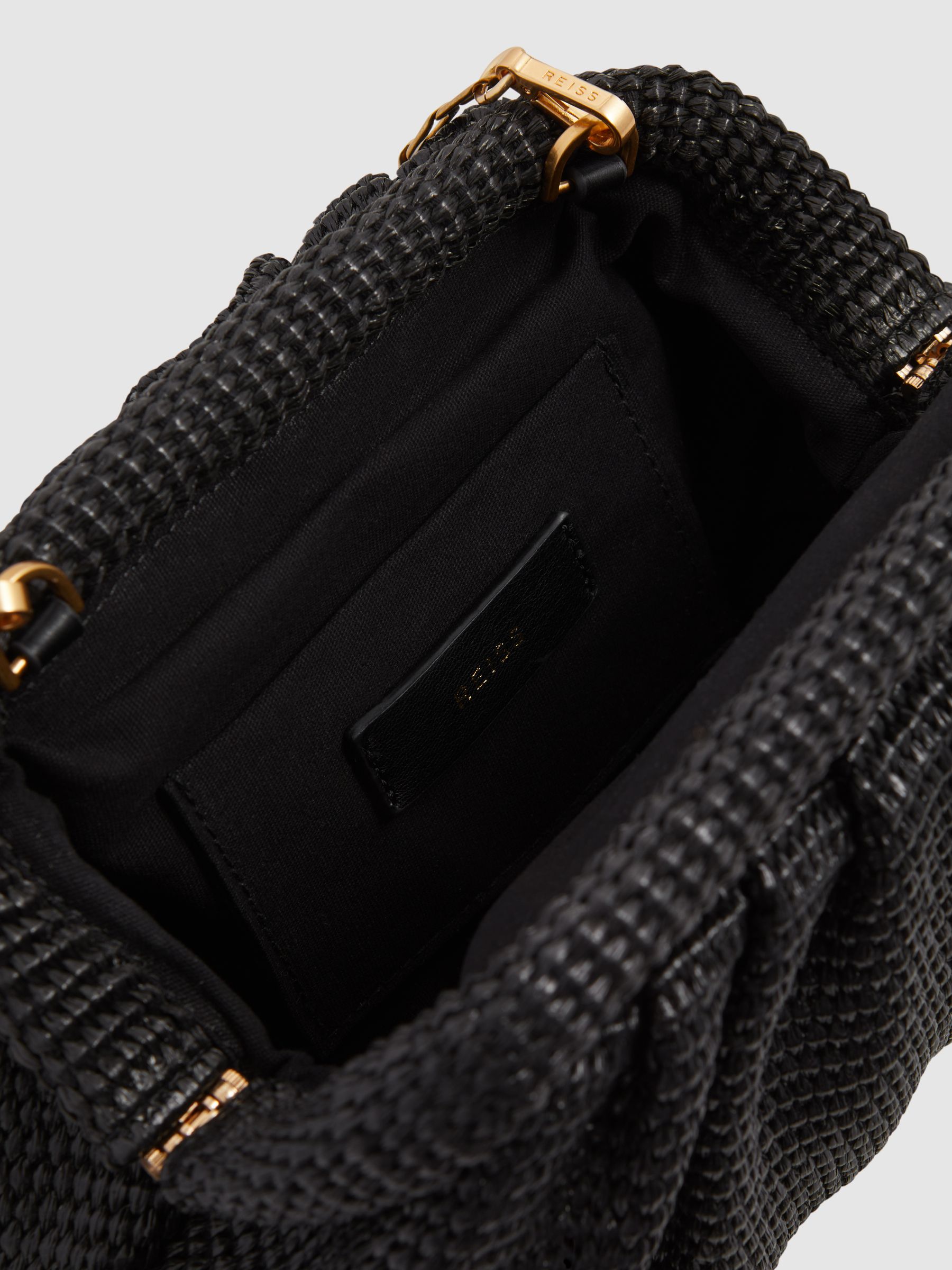 Raffia Clutch Bag in Black - Image 3 of 6