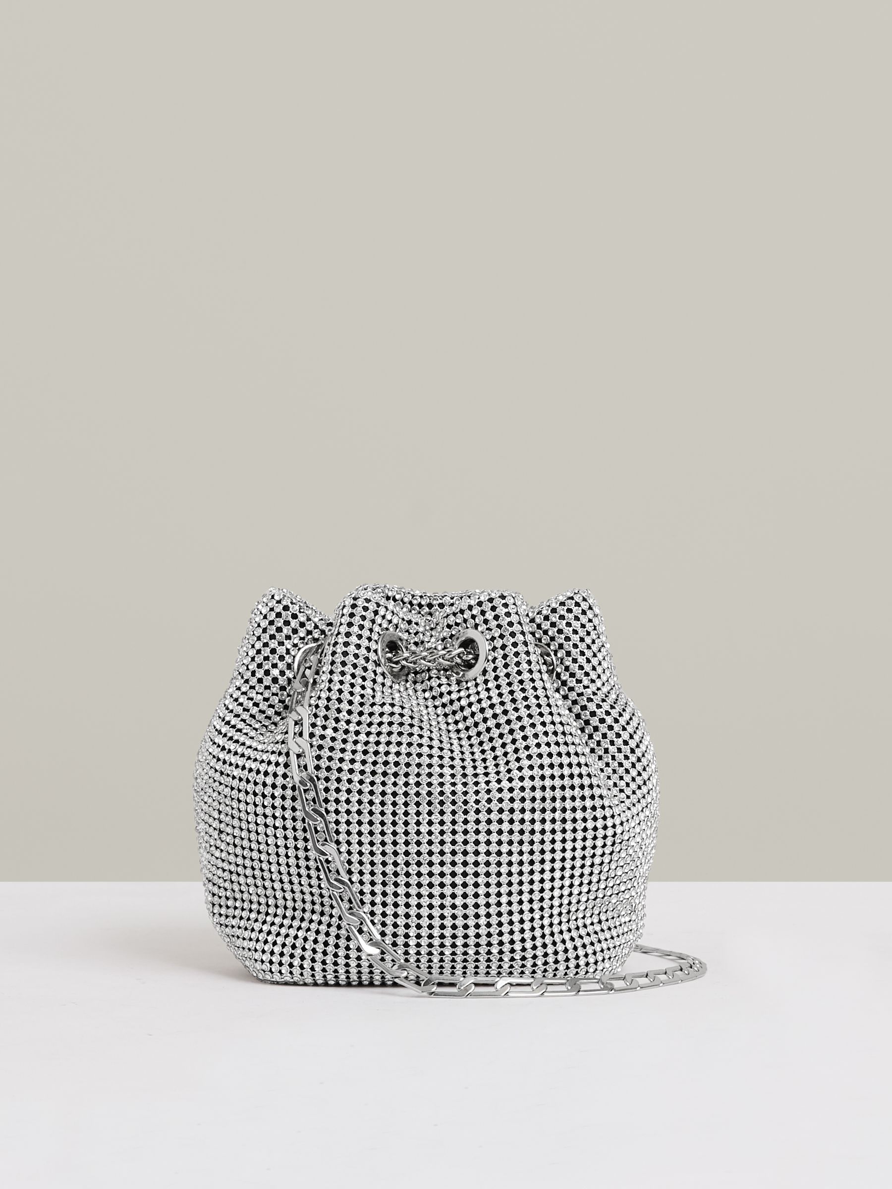 Crystal Bucket Mini Bag in Silver - Image 4 of 6