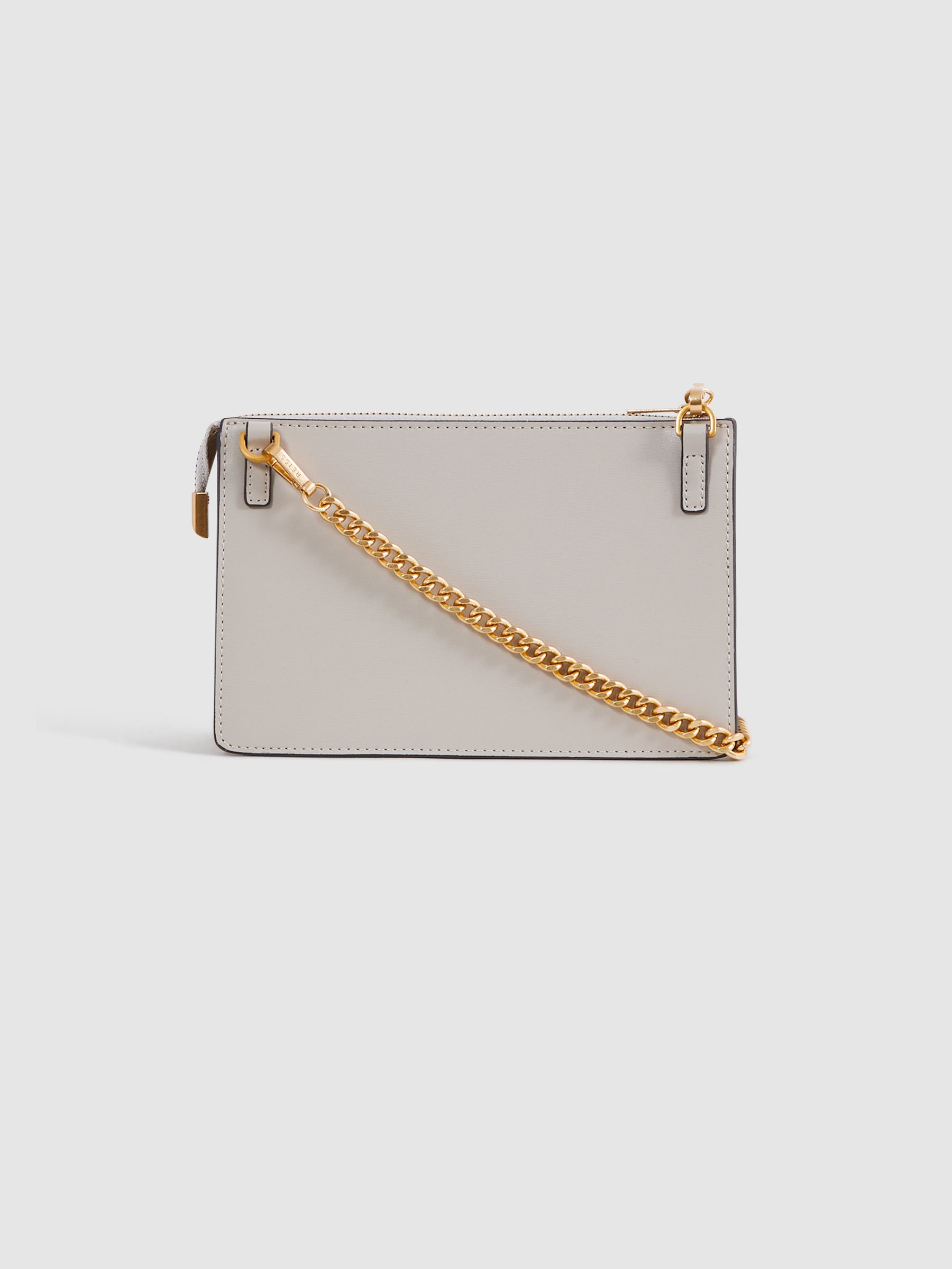 Leather Chain Crossbody Bag in Grey - Image 3 of 5