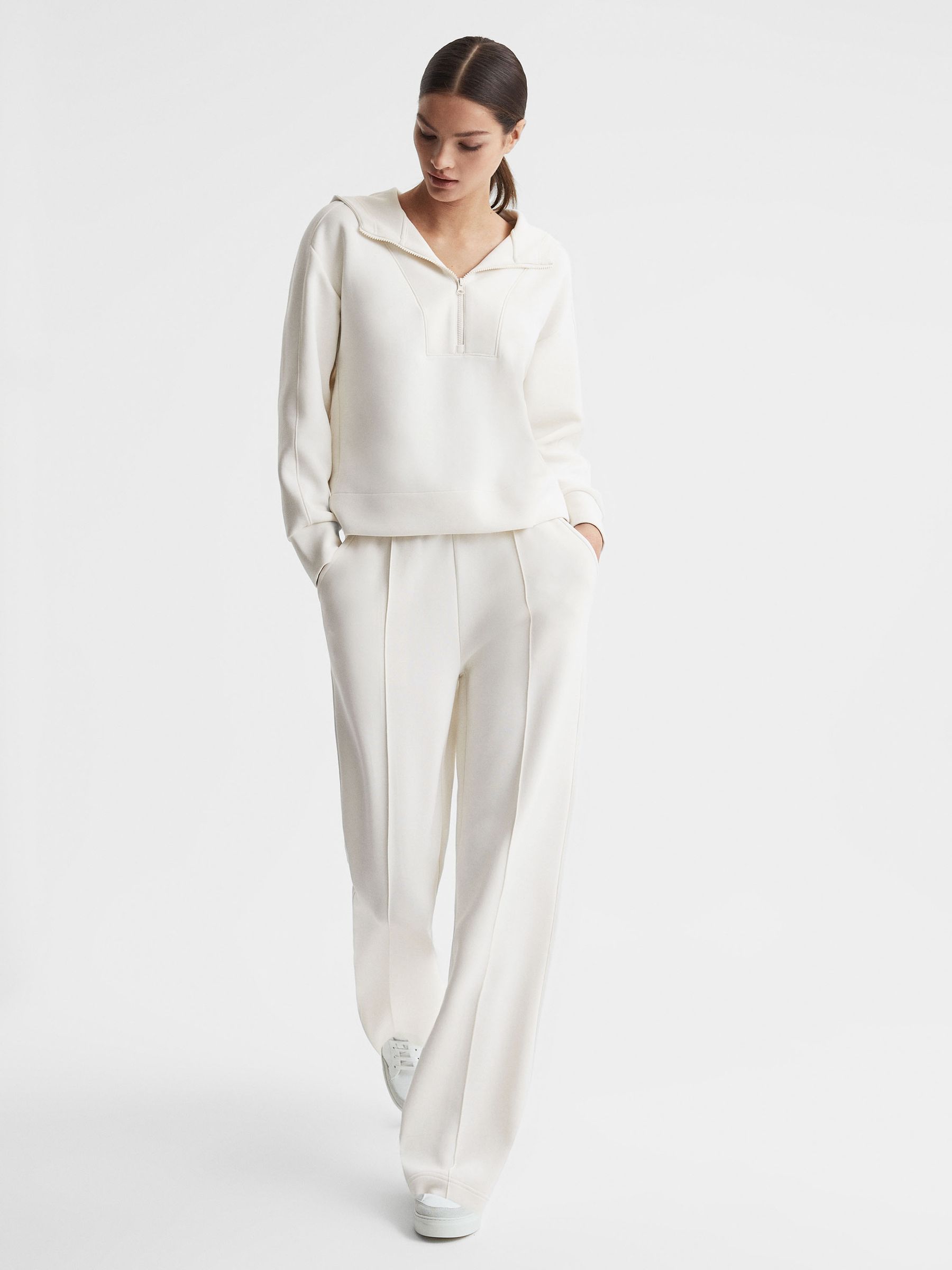Half-Zip Hoodie in Ivory - Image 3 of 5