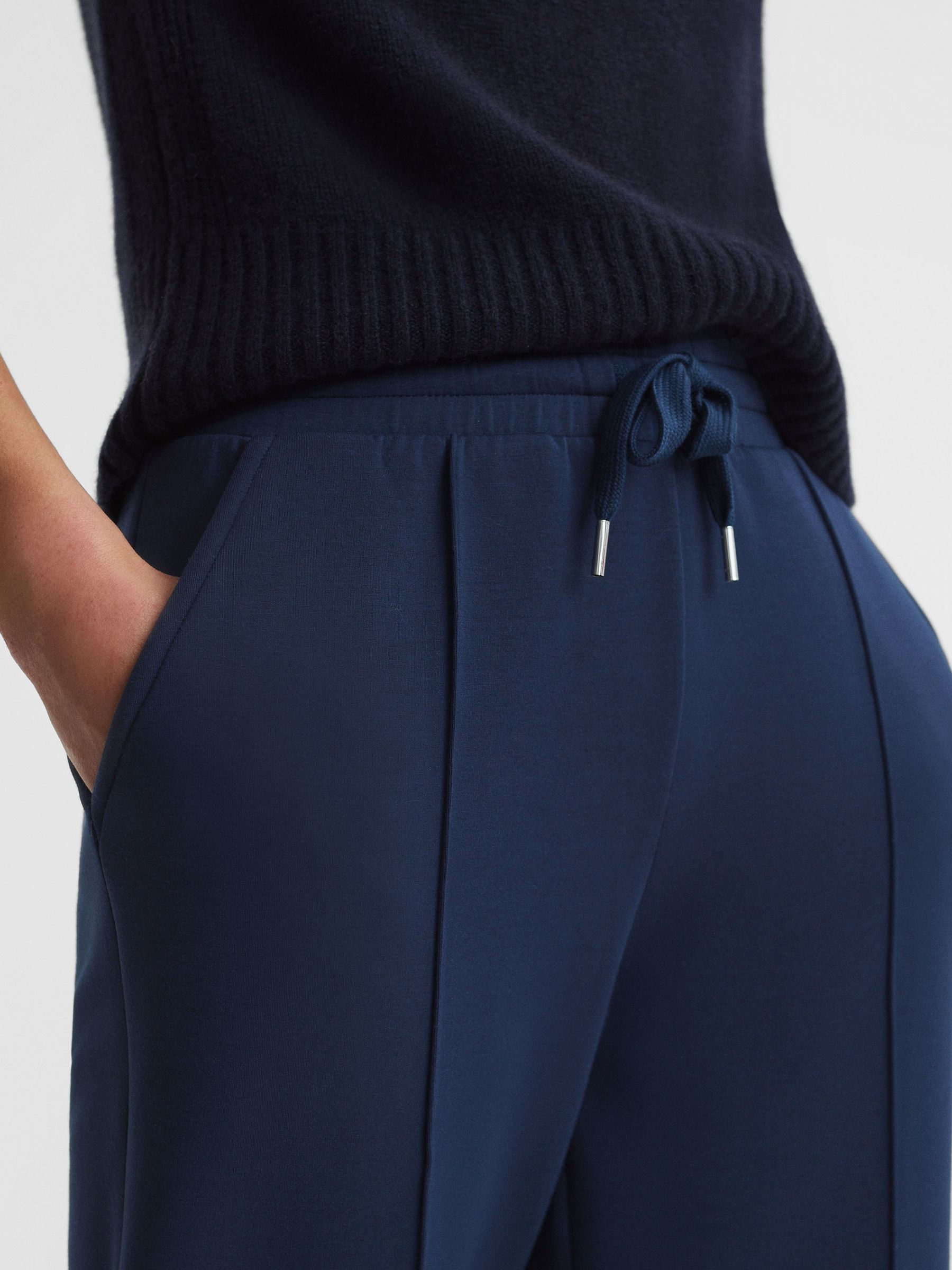 Drawstring Wide Leg Joggers in Navy - Image 4 of 5