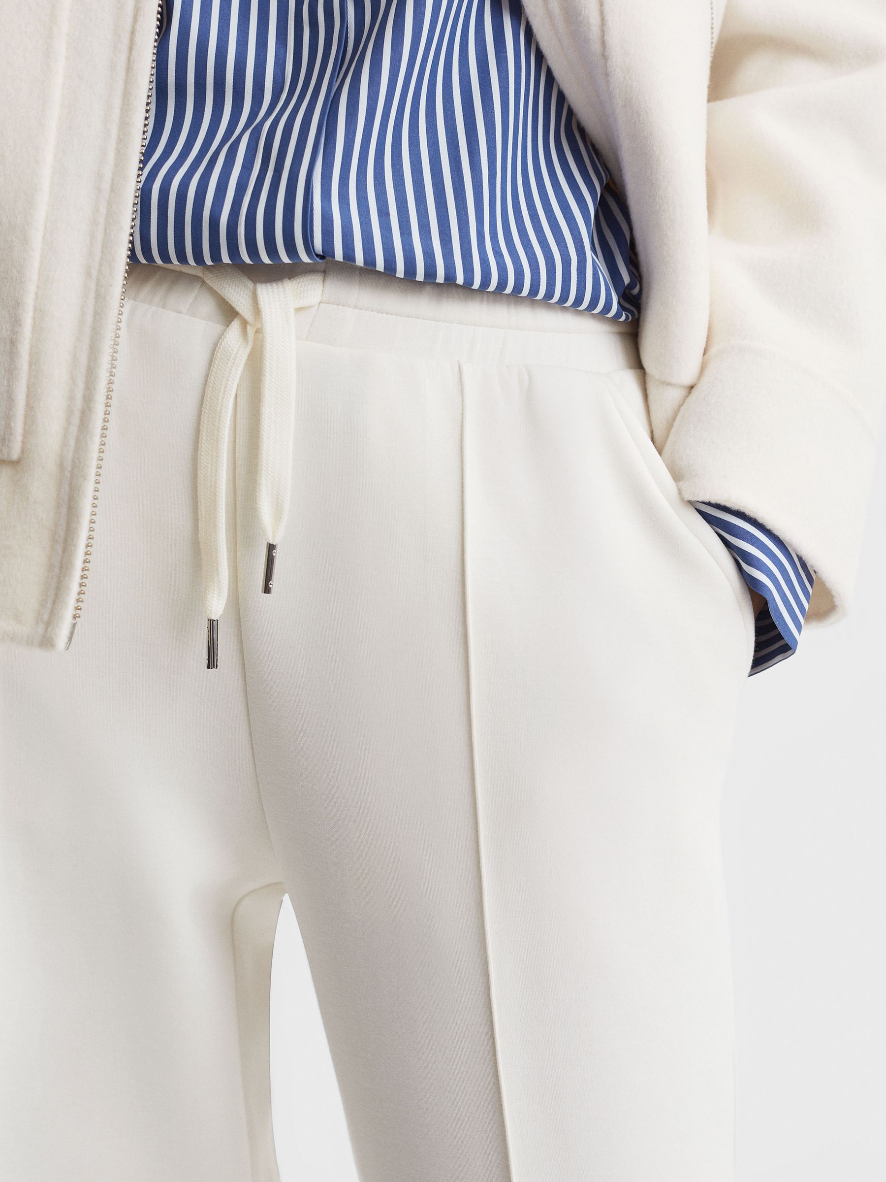Drawstring Wide Leg Joggers in Ivory - Image 4 of 5