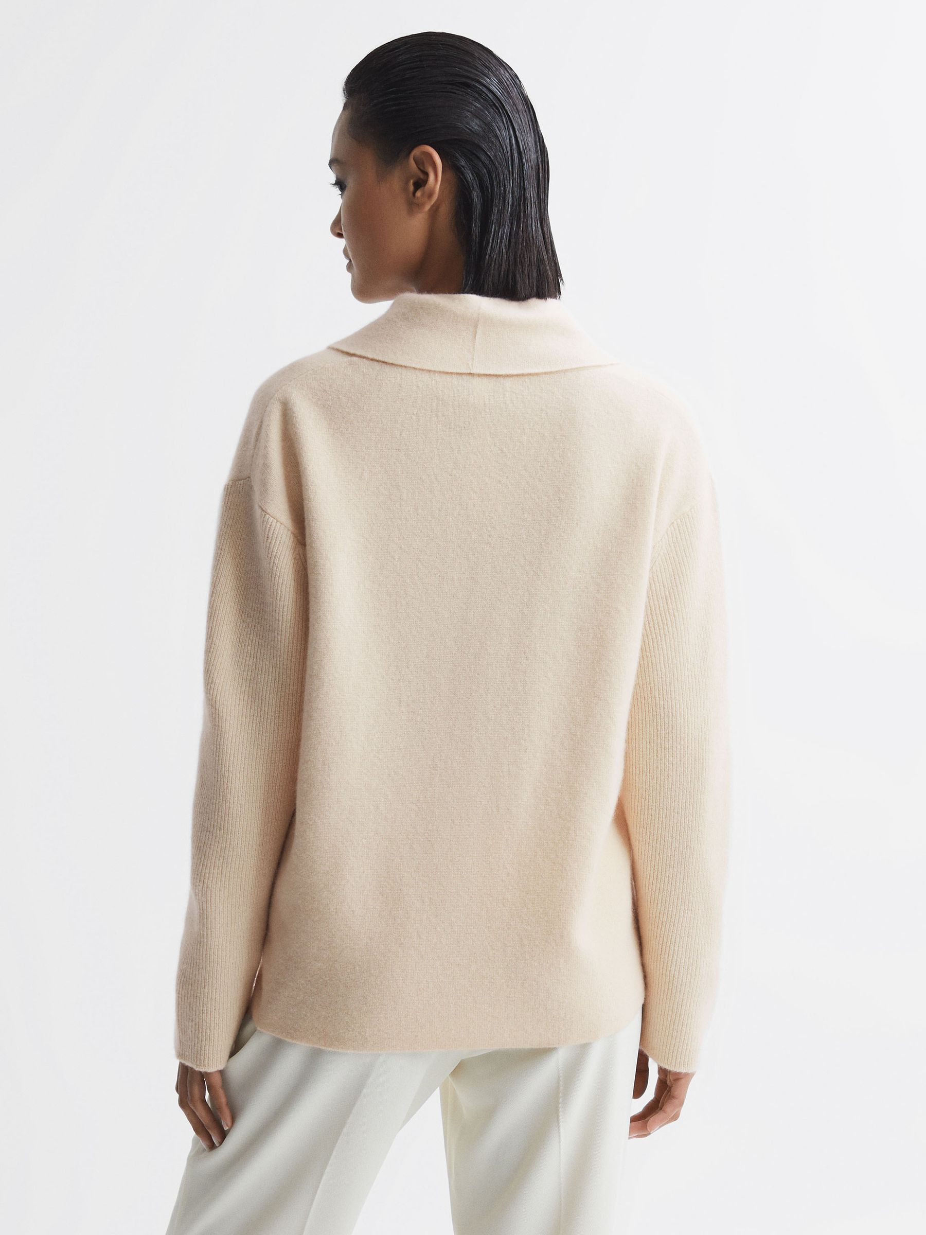 Wool-Cashmere Double Breasted Cardigan in Cream - Image 5 of 5