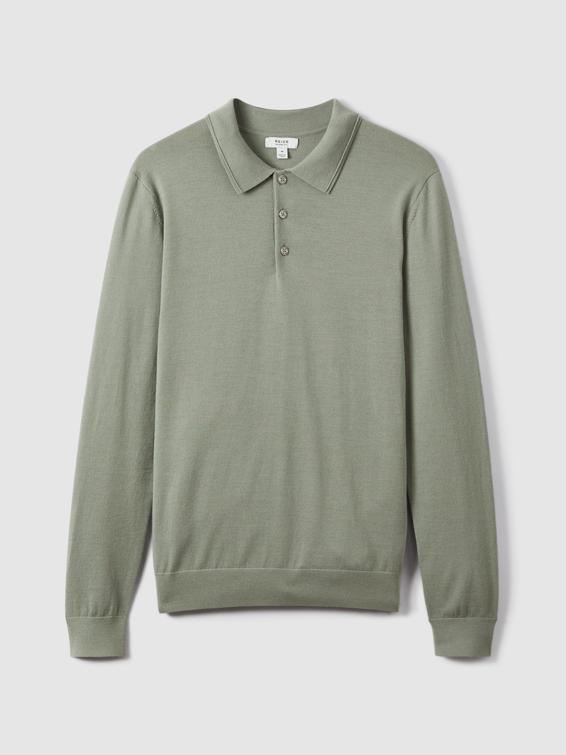 Trafford Pistachio Merino Wool Polo Shirt - Image 2 of 6 Trafford Pistachio Merino Wool Polo Shirt - Image 2 of 6