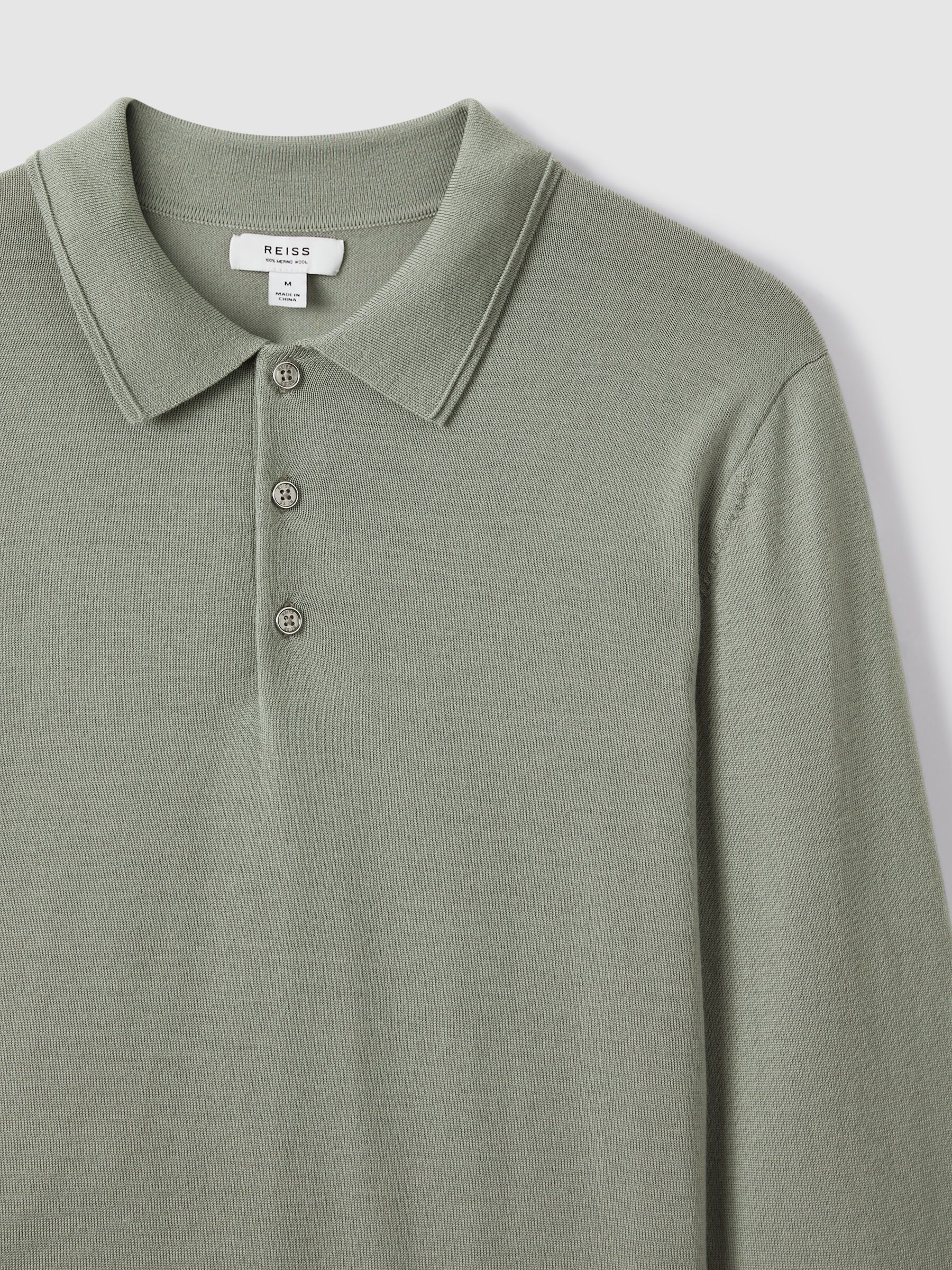 Trafford Pistachio Merino Wool Polo Shirt - Image 5 of 6