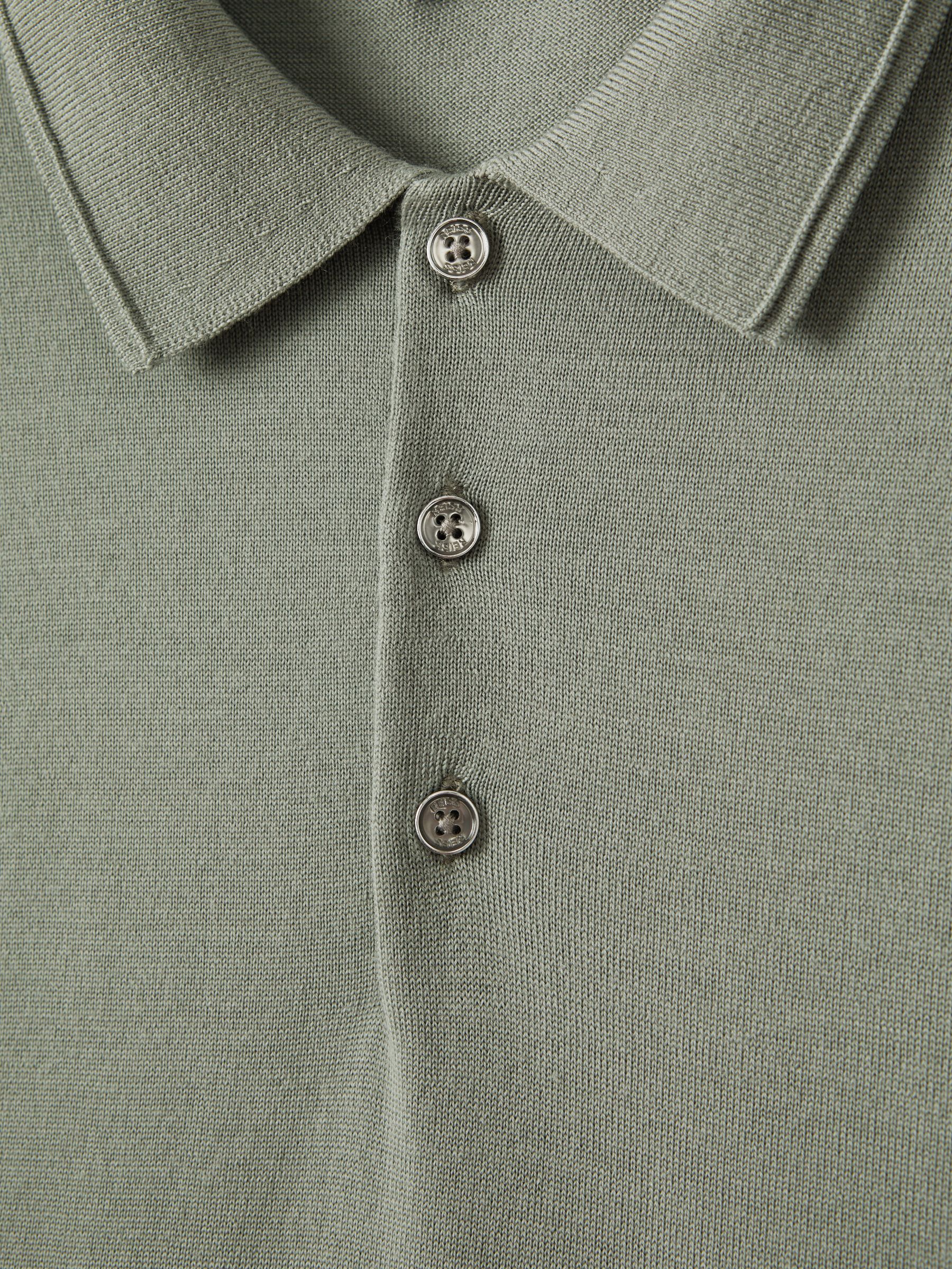 Trafford Pistachio Merino Wool Polo Shirt - Image 6 of 6