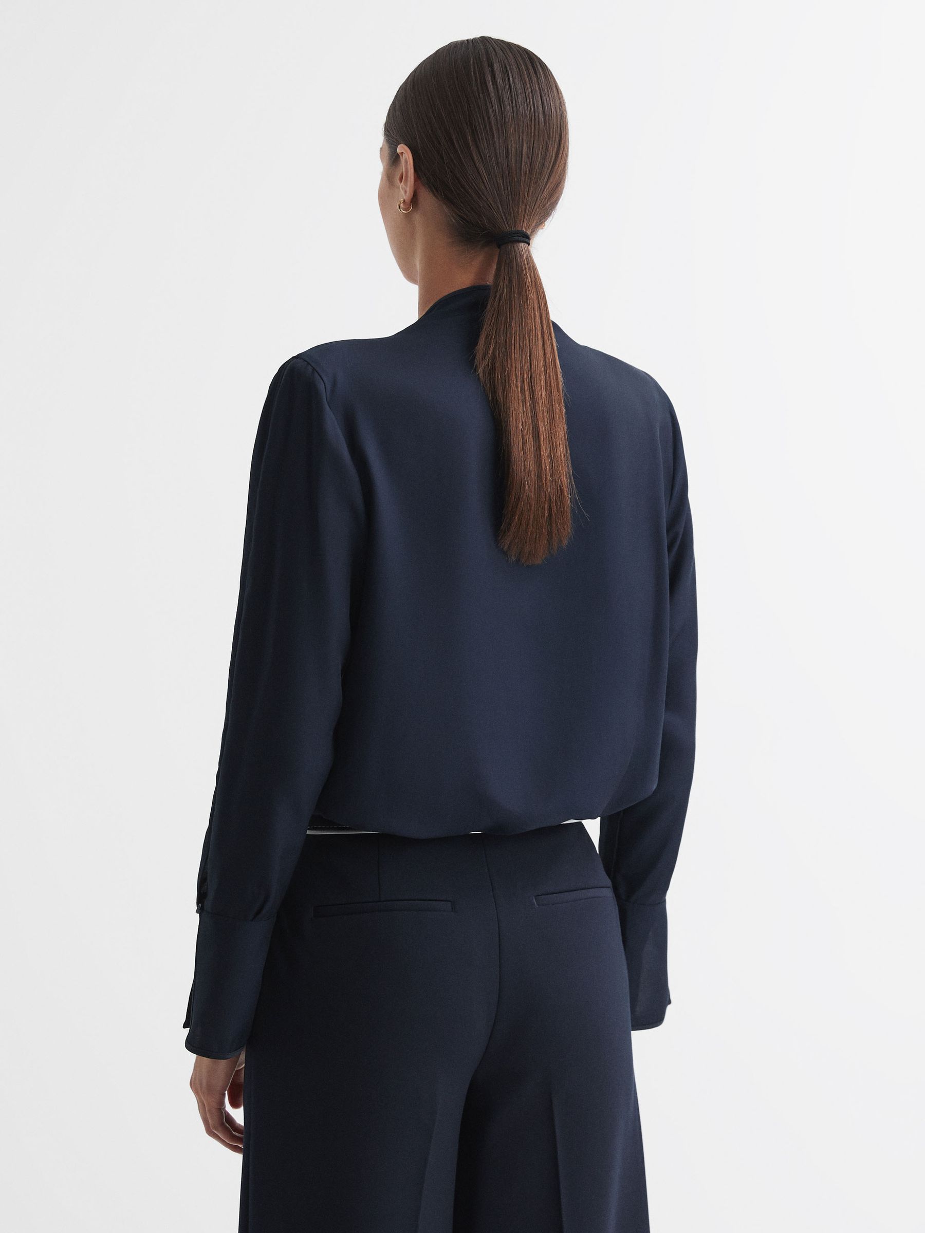 Tie Neck Blouse in Navy - Image 5 of 5
