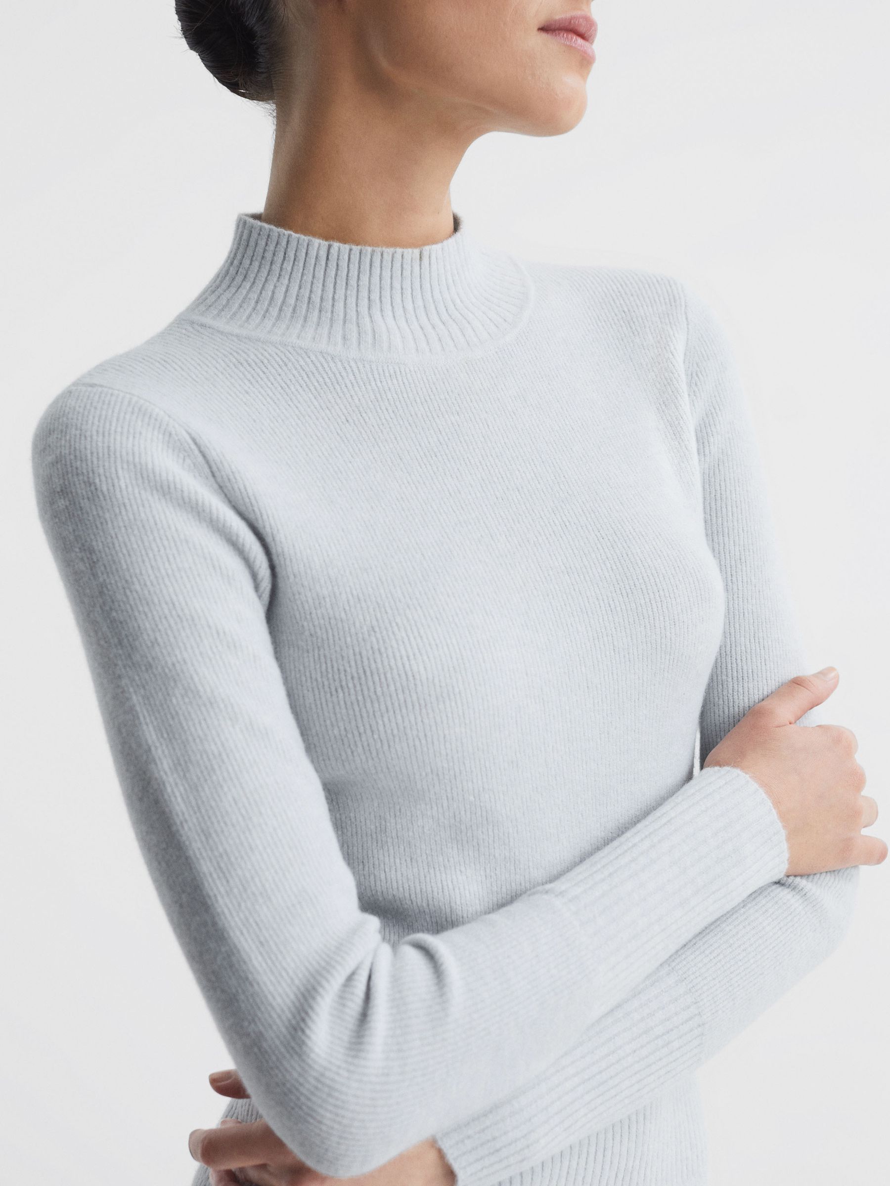 Knitted Bodycon Midi Dress in Grey - Image 4 of 6