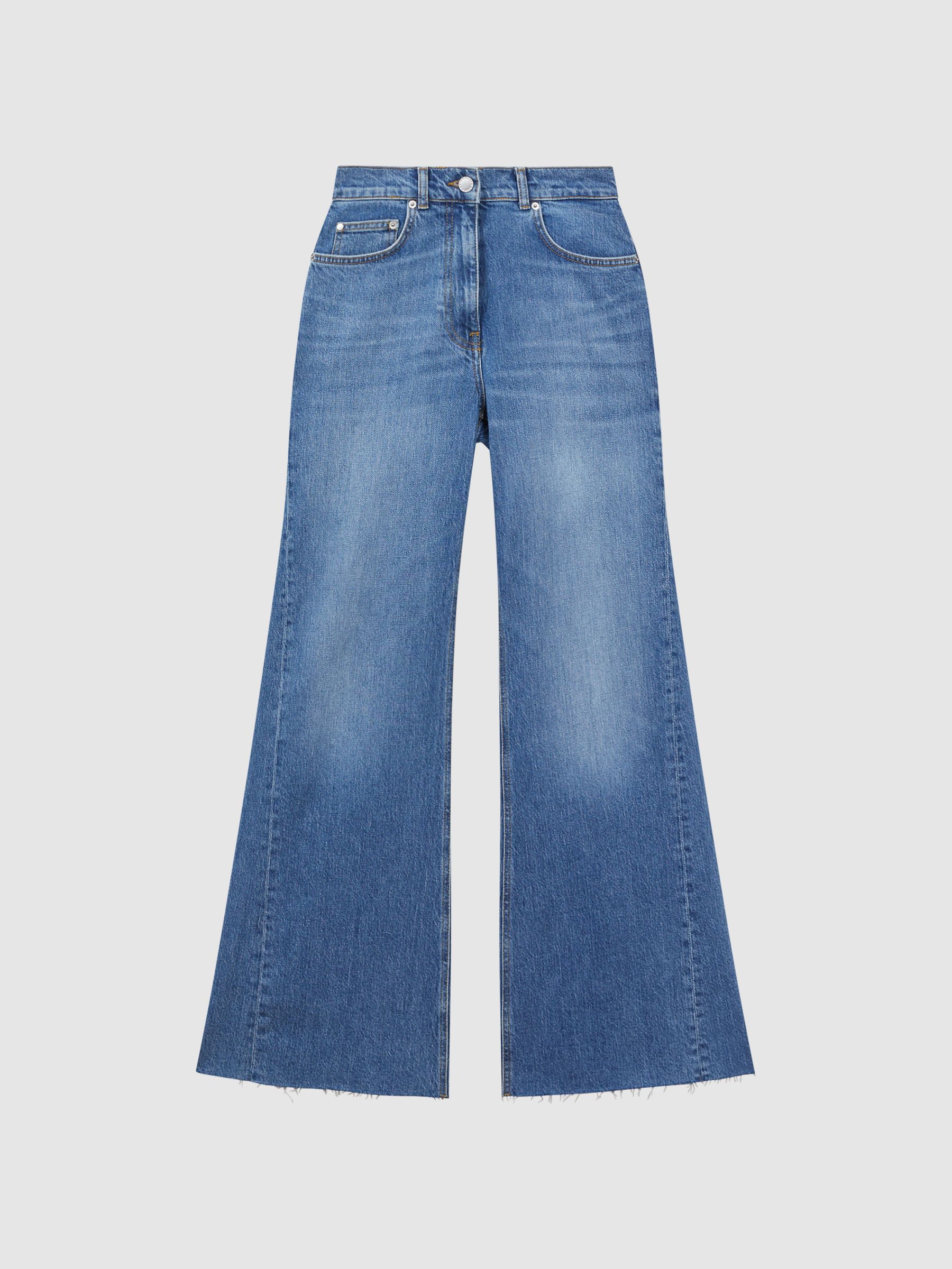 Petite Mid Rise Wide Leg Jeans in Mid Blue - Image 2 of 7