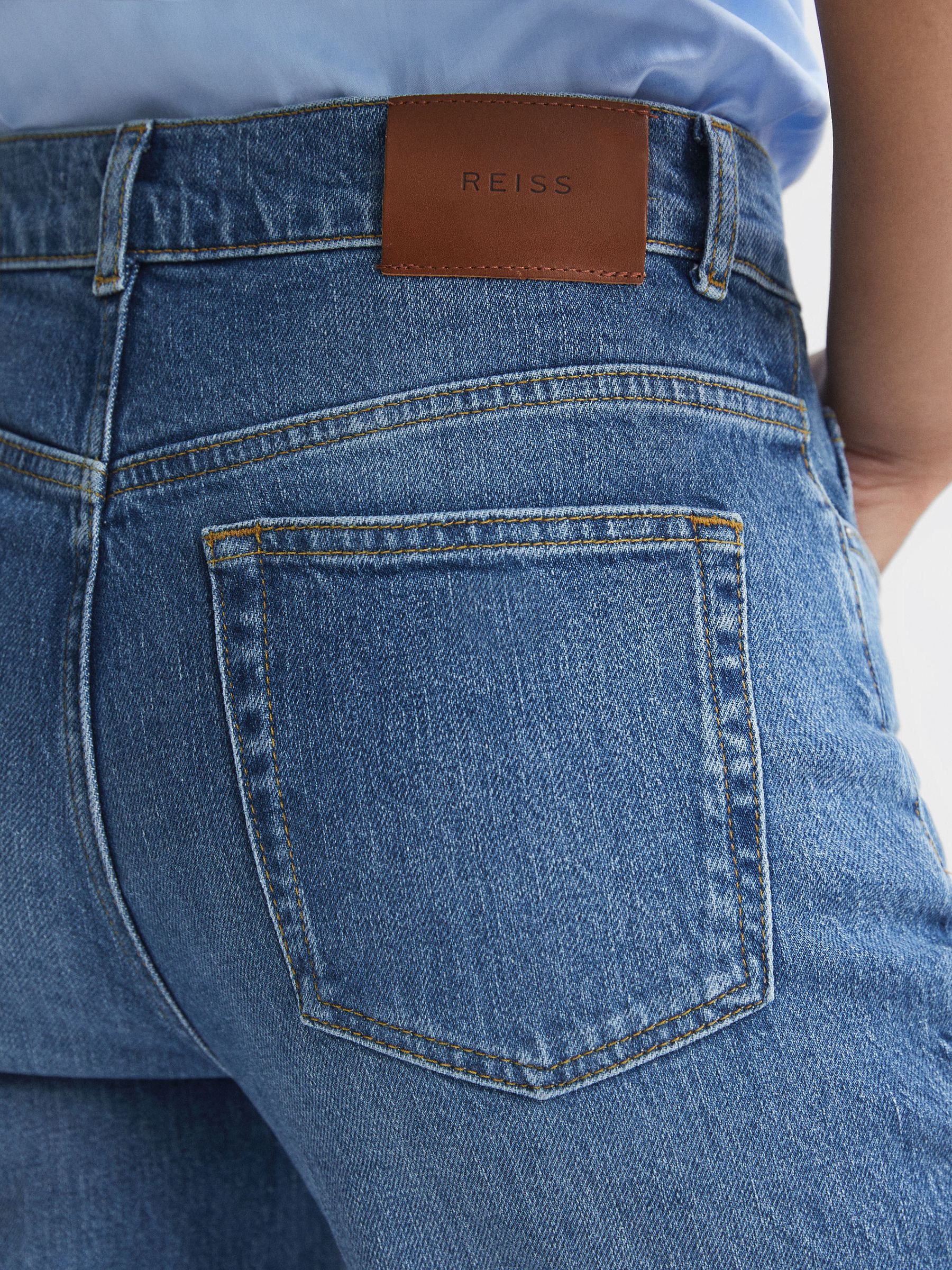 Petite Mid Rise Wide Leg Jeans in Mid Blue - Image 6 of 7