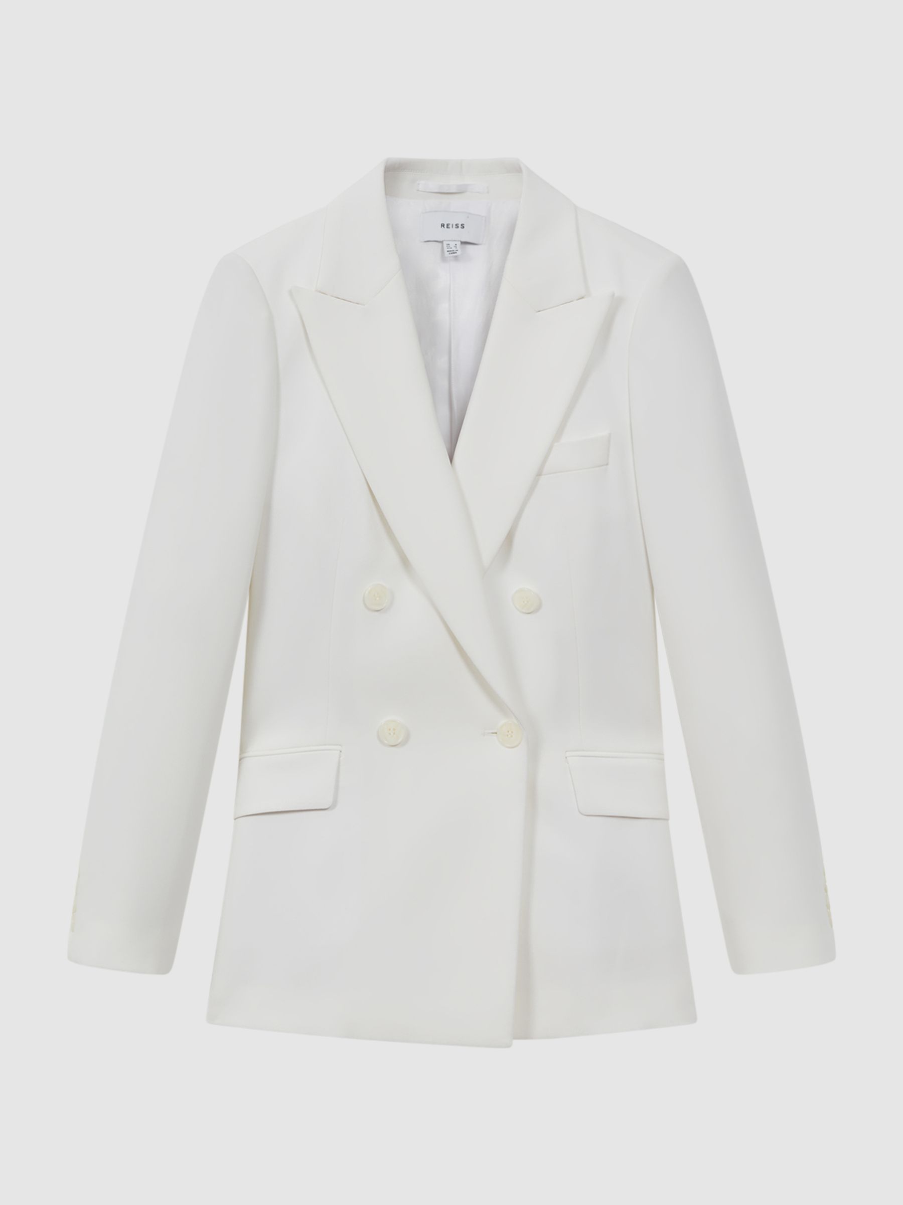 Double Breasted Crepe Suit Blazer in White - Image 2 of 7