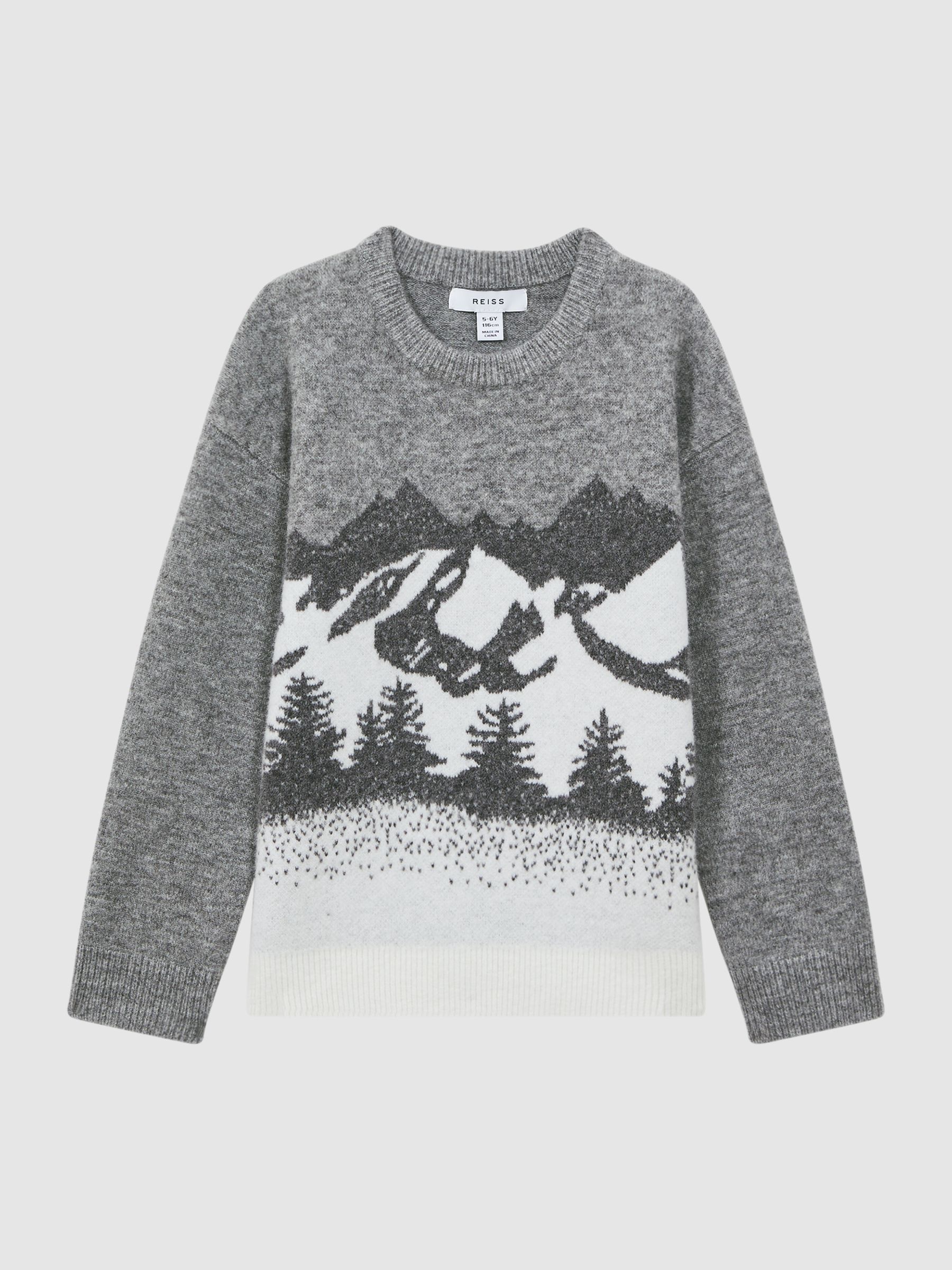 3-9 yrs Wool Blend Crew Neck Jumper in Grey Multi - Image 2 of 6 3-9 yrs Wool Blend Crew Neck Jumper in Grey Multi - Image 2 of 6