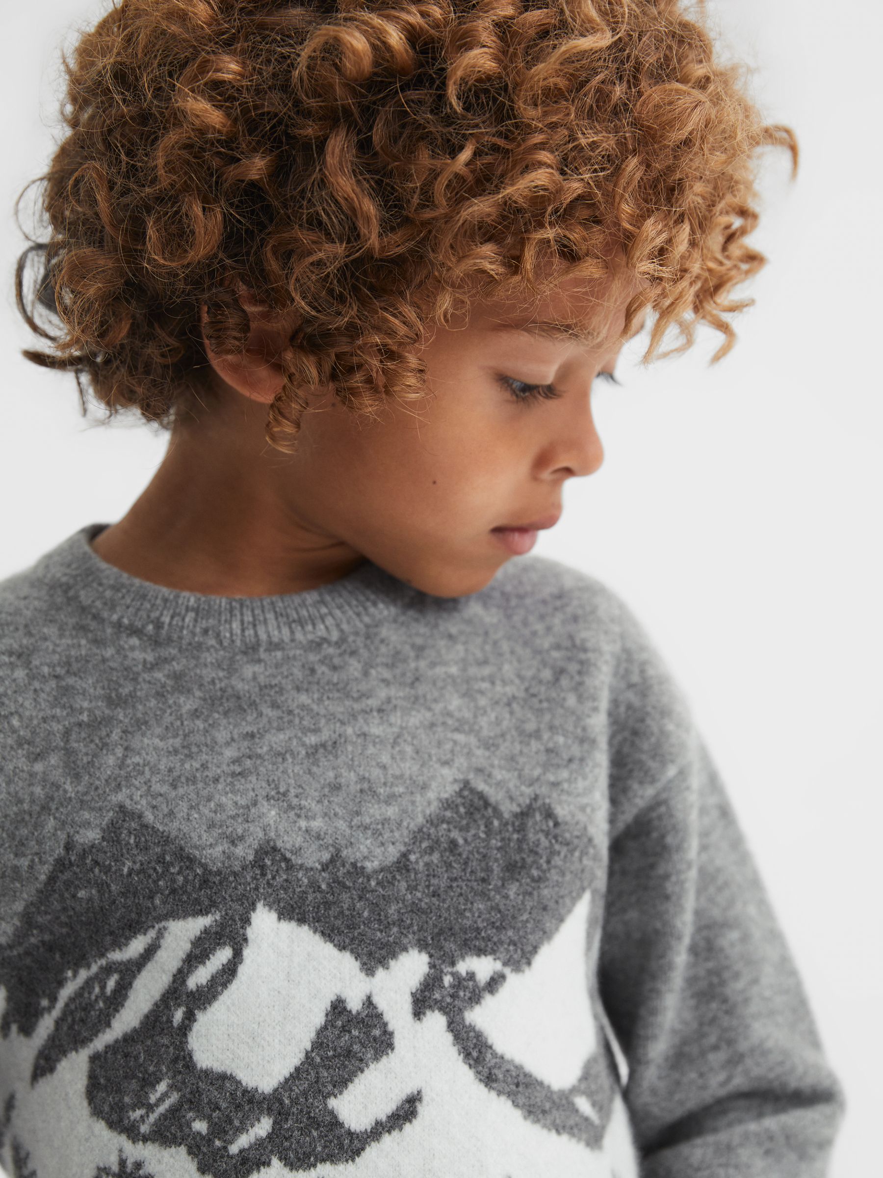 3-9 yrs Wool Blend Crew Neck Jumper in Grey Multi - Image 4 of 6