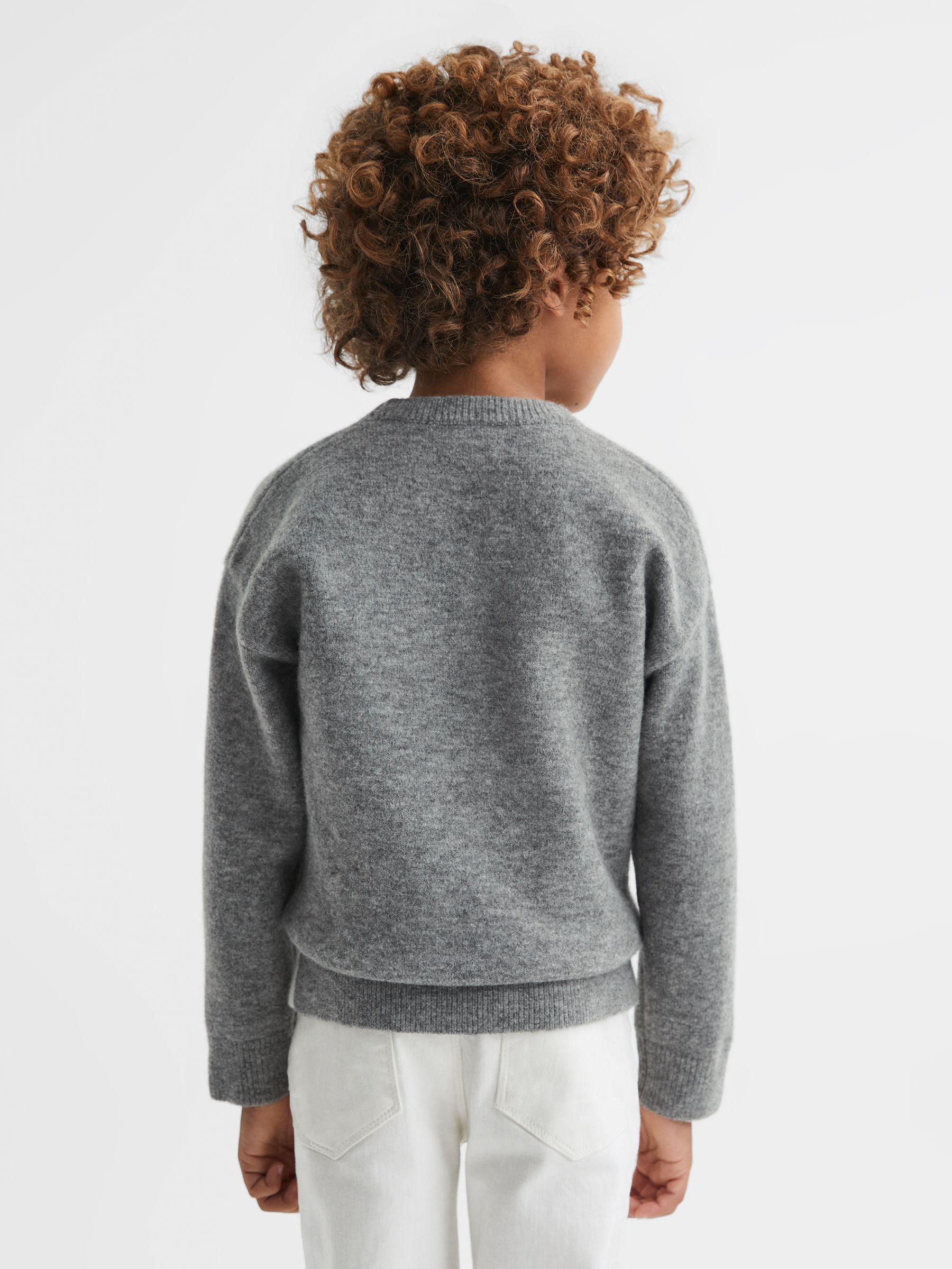 3-9 yrs Wool Blend Crew Neck Jumper in Grey Multi - Image 5 of 6