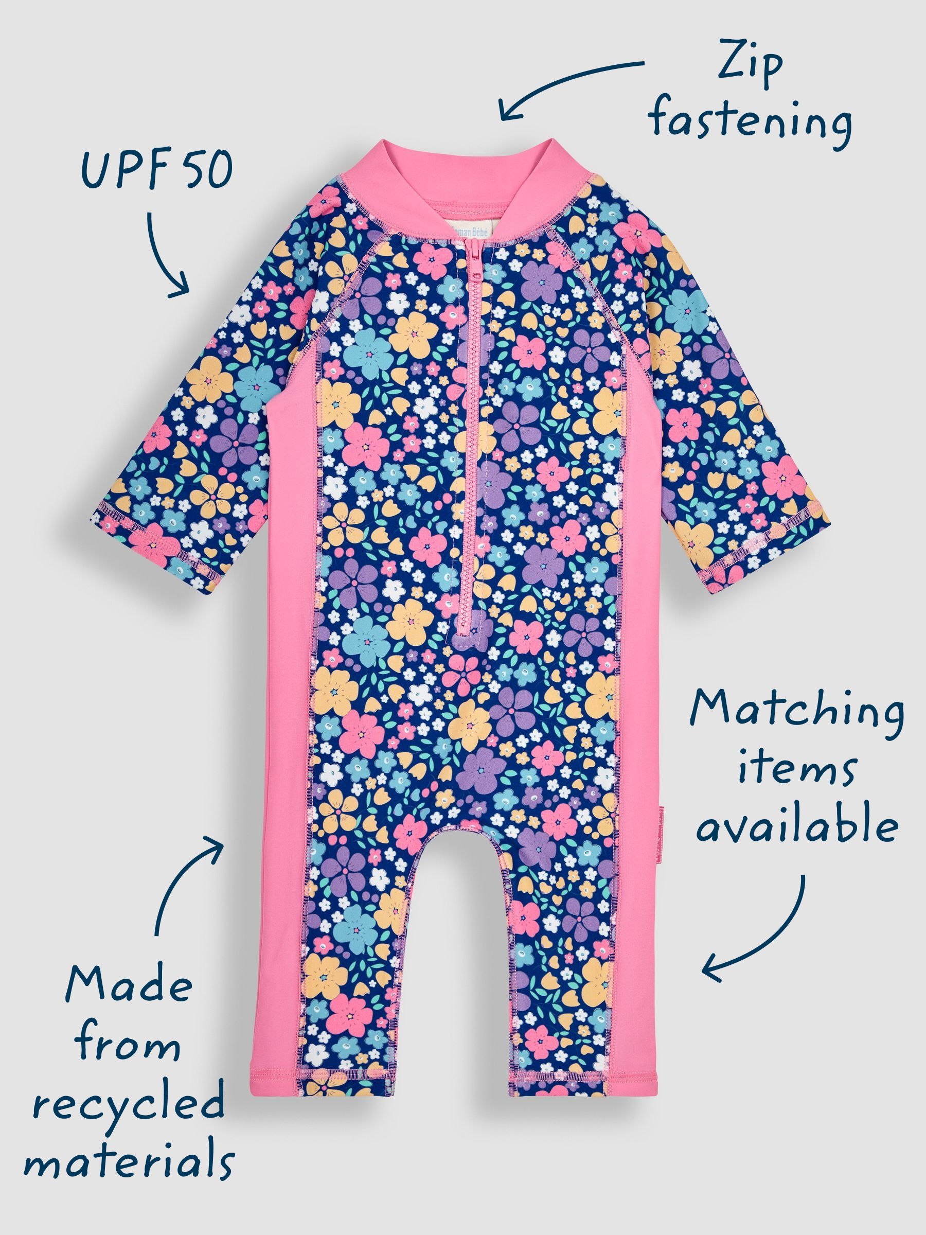 Navy Blue UPF 50 1-Piece Sun Protection Suit - Image 3 of 5