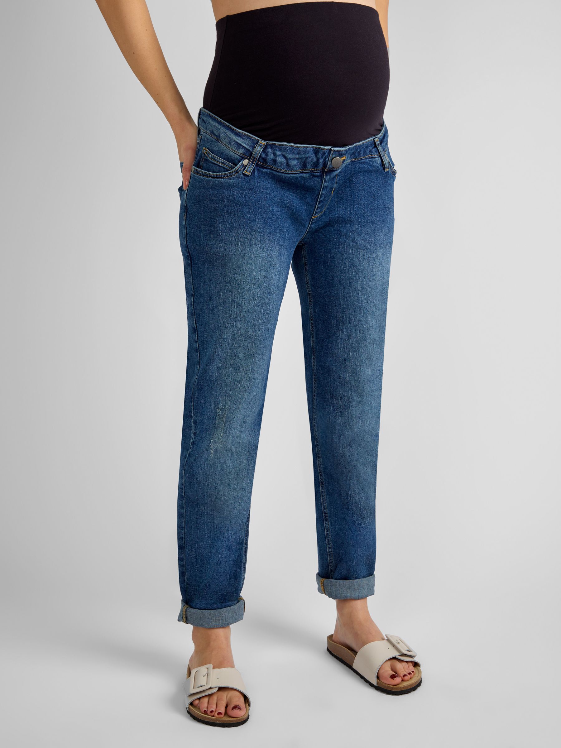 Vintage Blue Slim Boyfriend Maternity Denim Jeans - Image 3 of 5