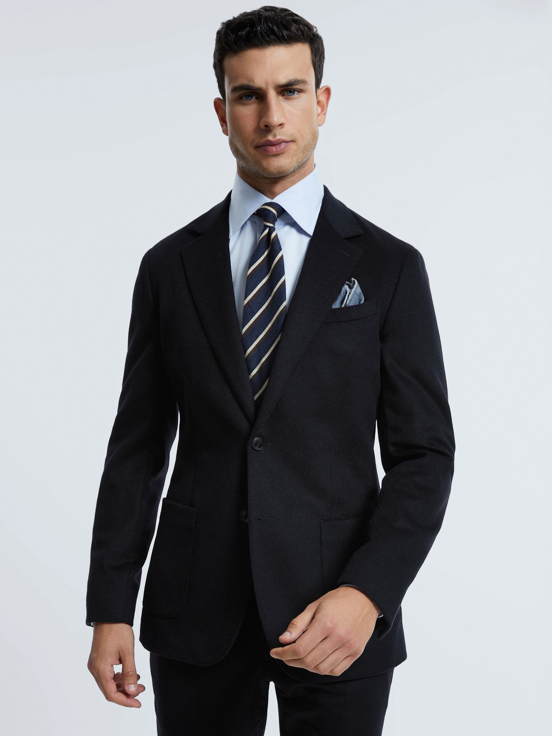 Atelier Italian Cashmere Modern Fit Single Breasted Blazer in Navy - Image 1 of 7