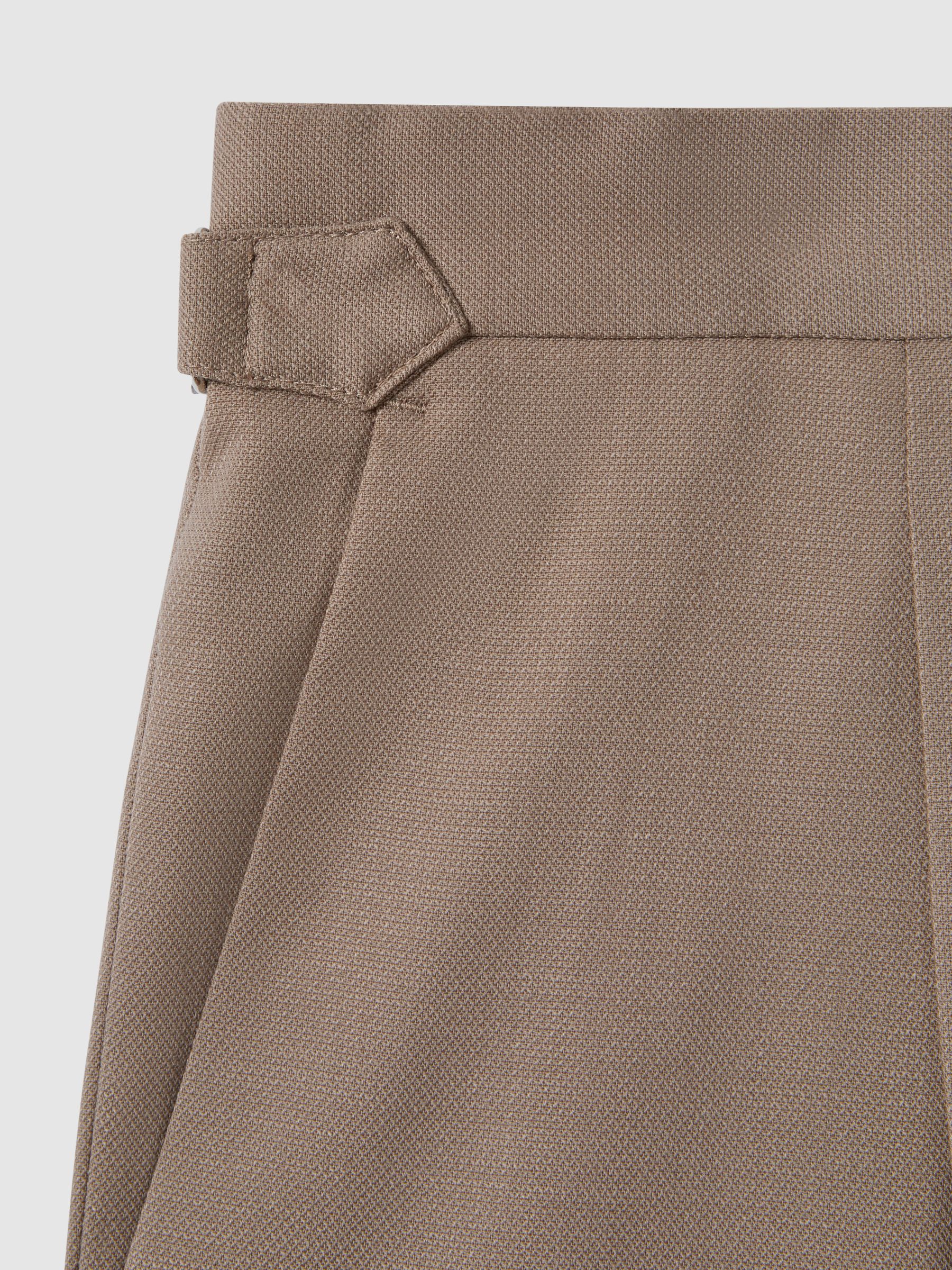 Slim Fit Wool Blend Trousers with Turn-Ups in Taupe - Image 6 of 6