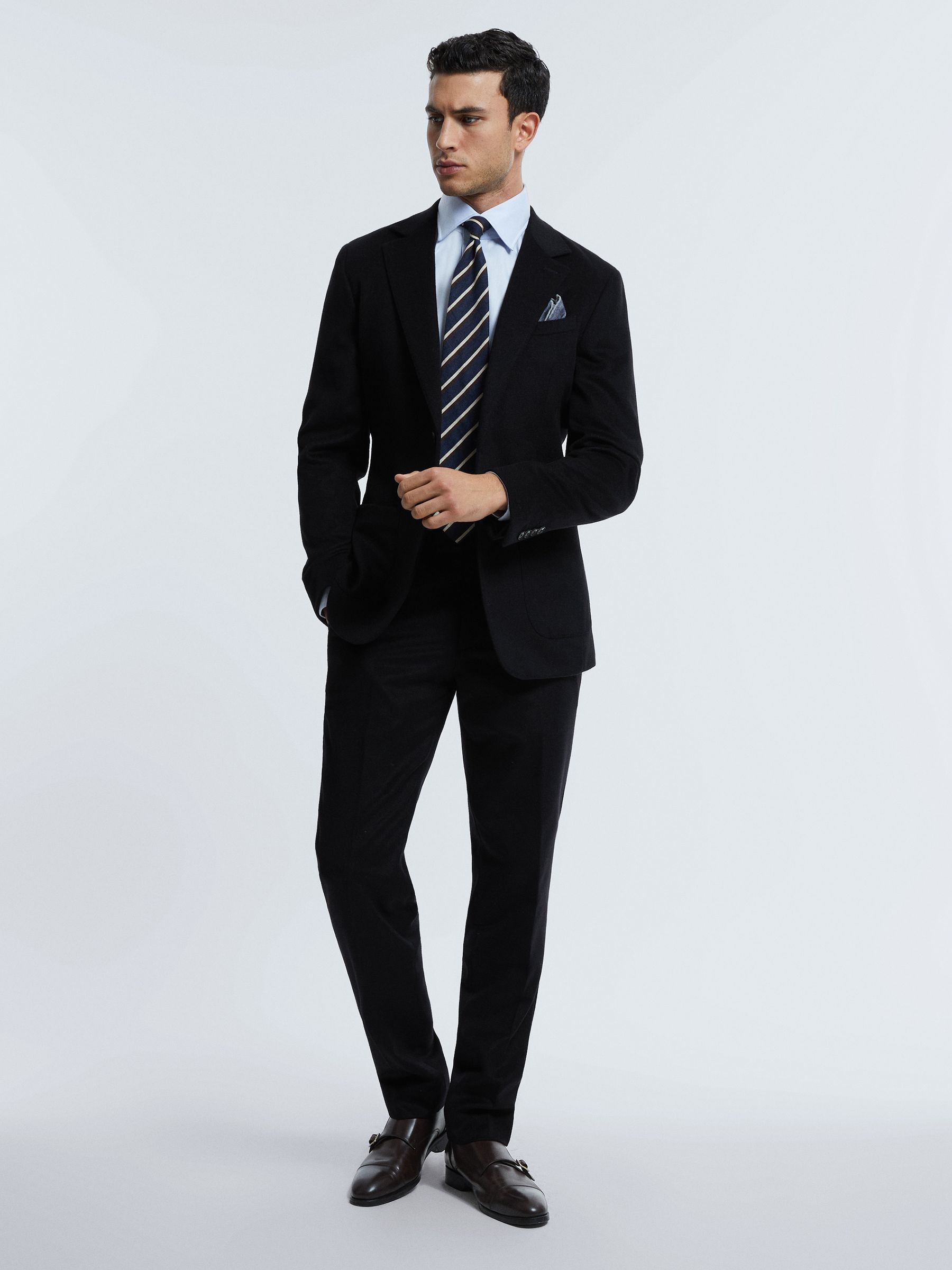 Atelier Italian Cashmere Modern Fit Trousers in Navy - Image 1 of 5