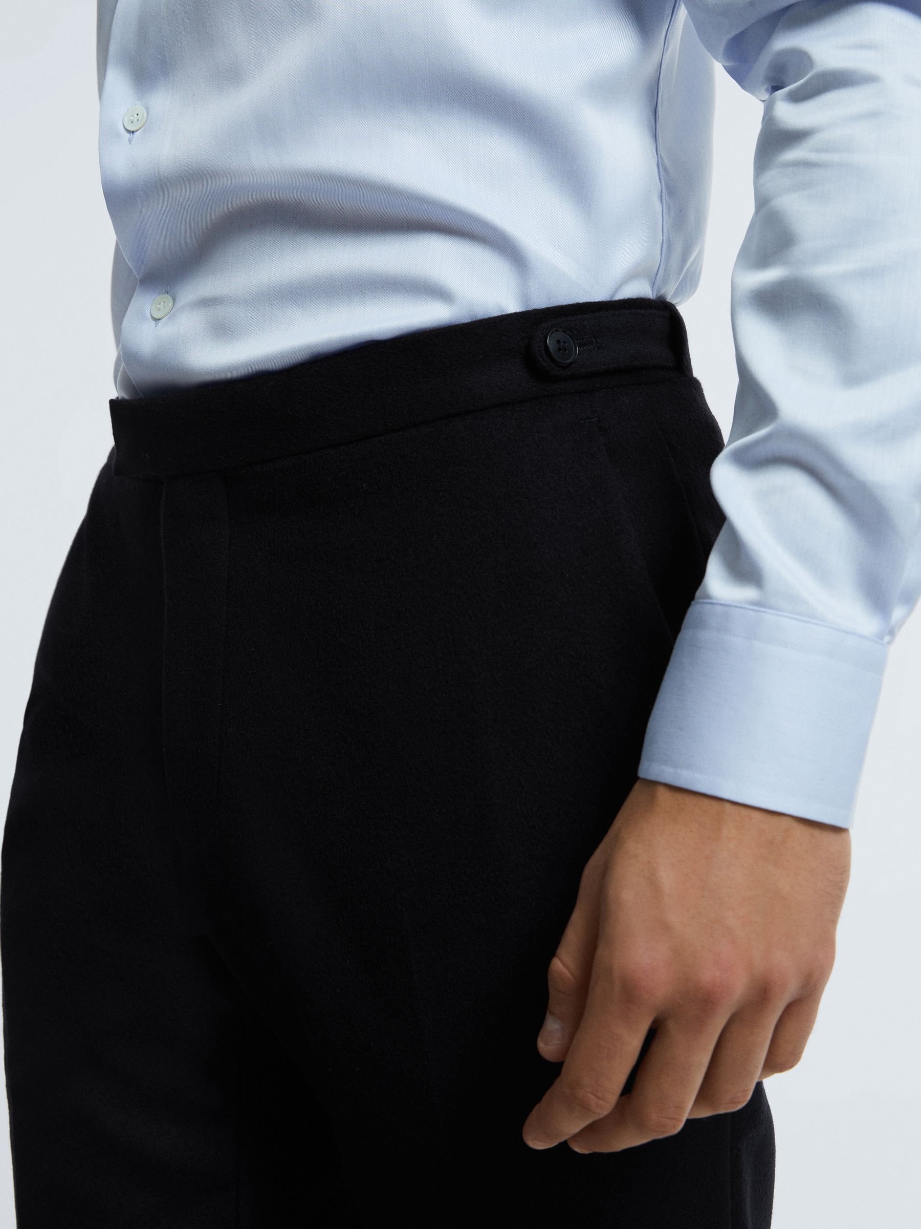Atelier Italian Cashmere Modern Fit Trousers in Navy - Image 4 of 5