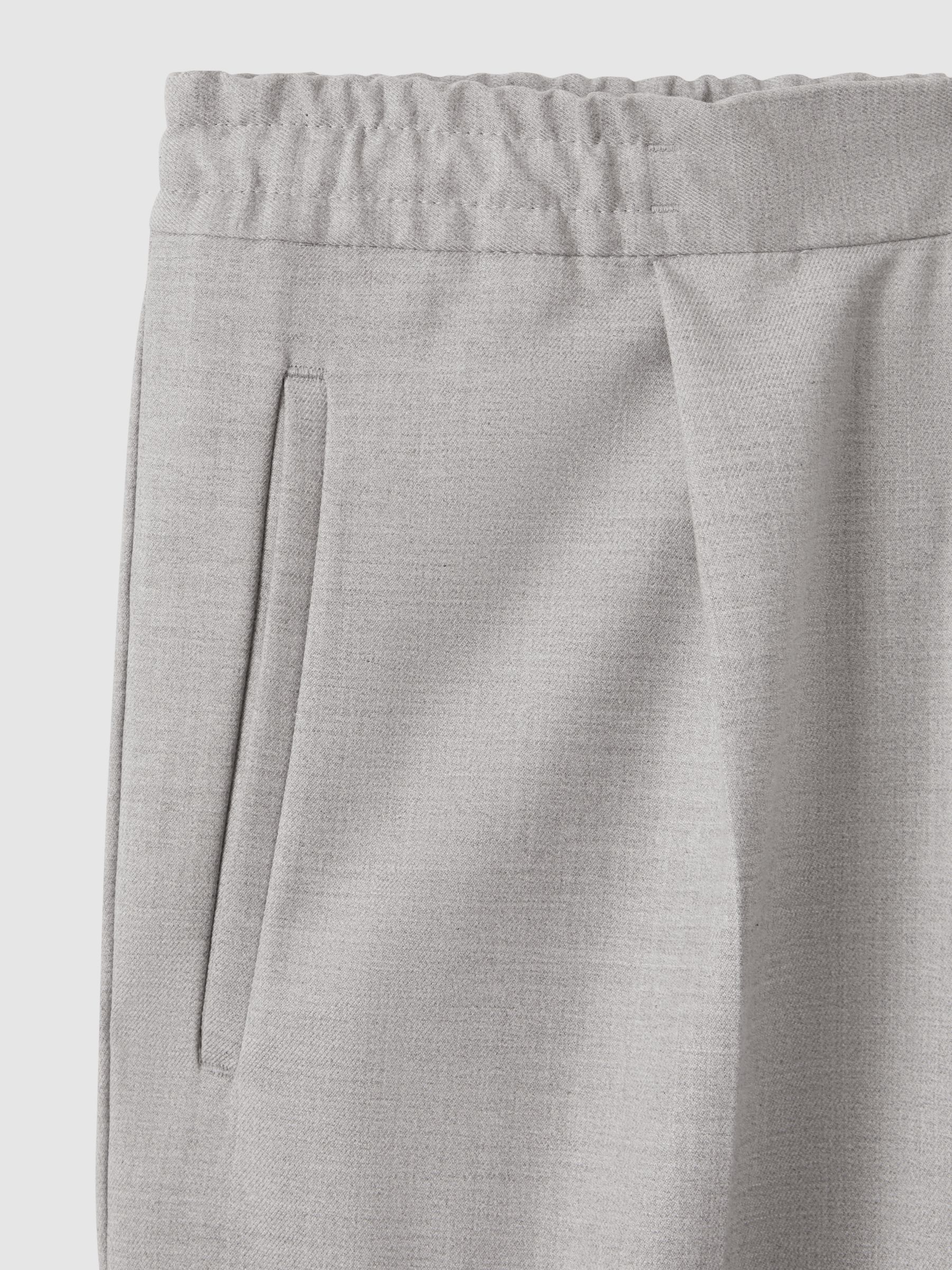 Relaxed Drawstring Trousers with Turn-Ups in Grey - Image 6 of 7
