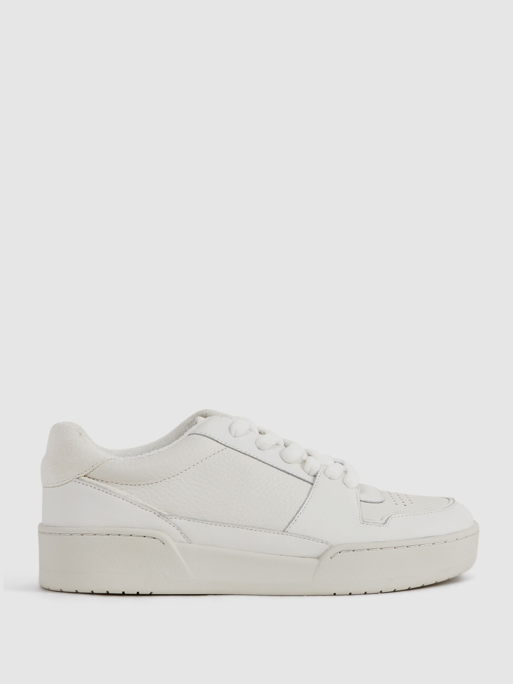 Leather Lace-Up Trainers in White - Image 1 of 6