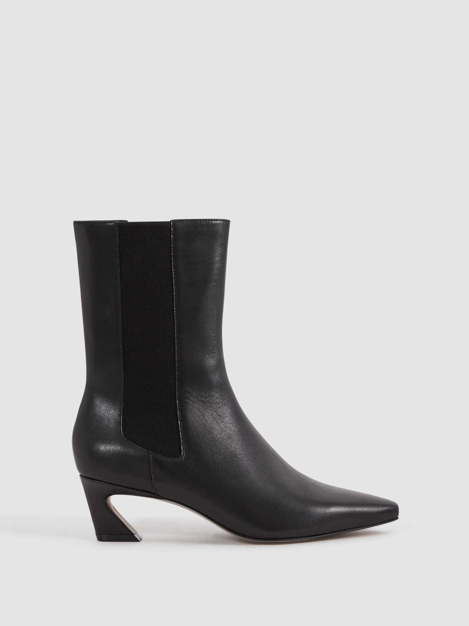 Leather Kitten Heel Chelsea Boots in Black - Image 1 of 5 Leather Kitten Heel Chelsea Boots in Black - Image 1 of 5