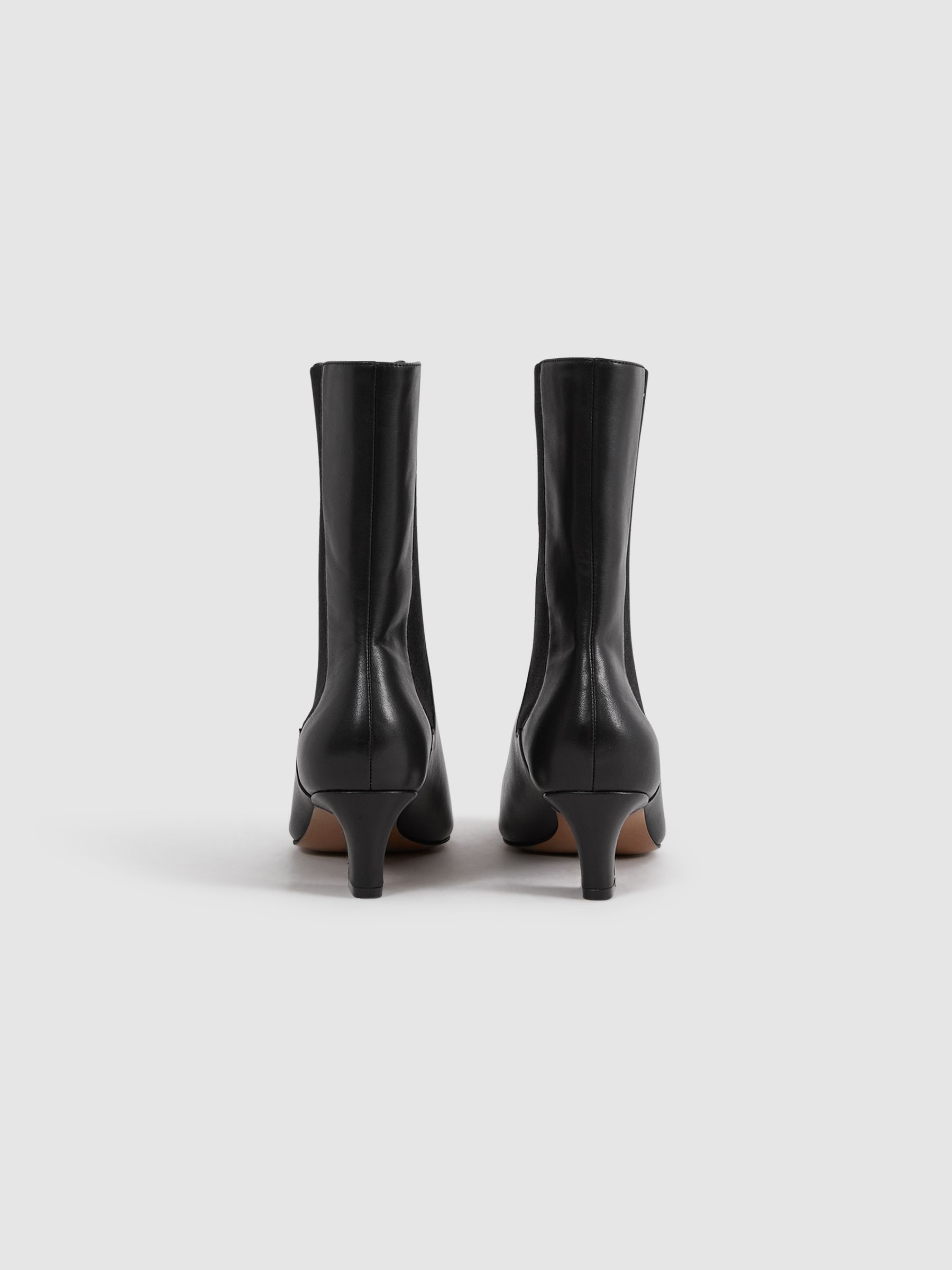Leather Kitten Heel Chelsea Boots in Black - Image 4 of 5