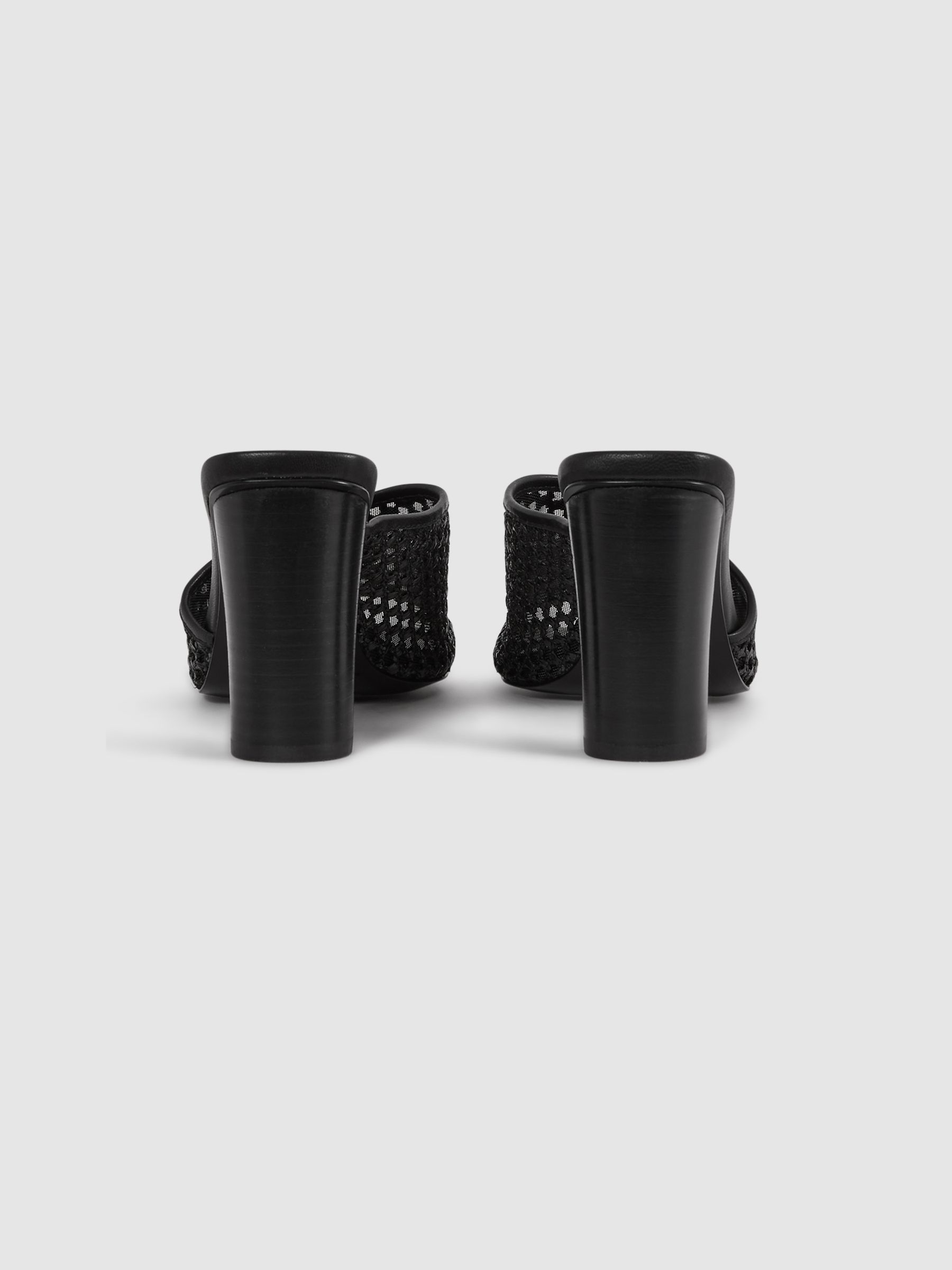 Raffia Block Heel Mules in Black - Image 4 of 5