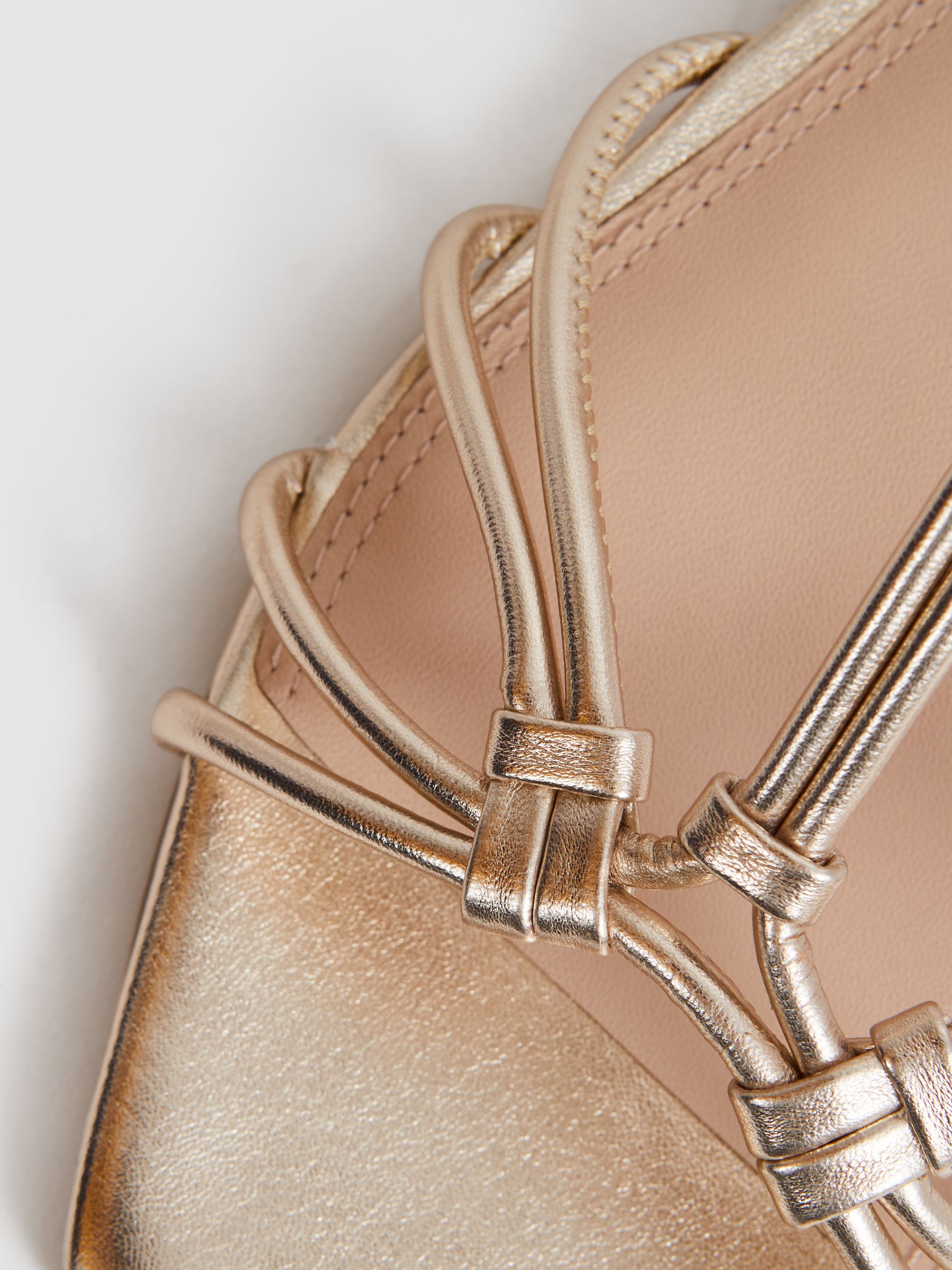 Metallic Knot Detail Sandals in Gold - Image 6 of 10