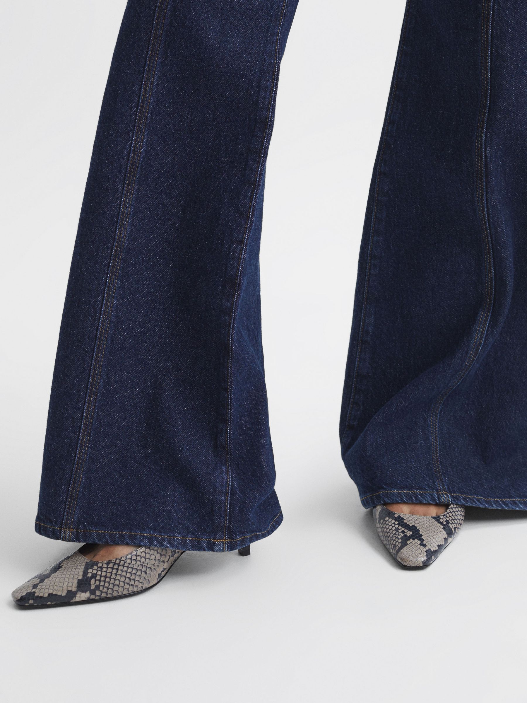 Leather Snake Print Slingback Heels in Grey - Image 3 of 6