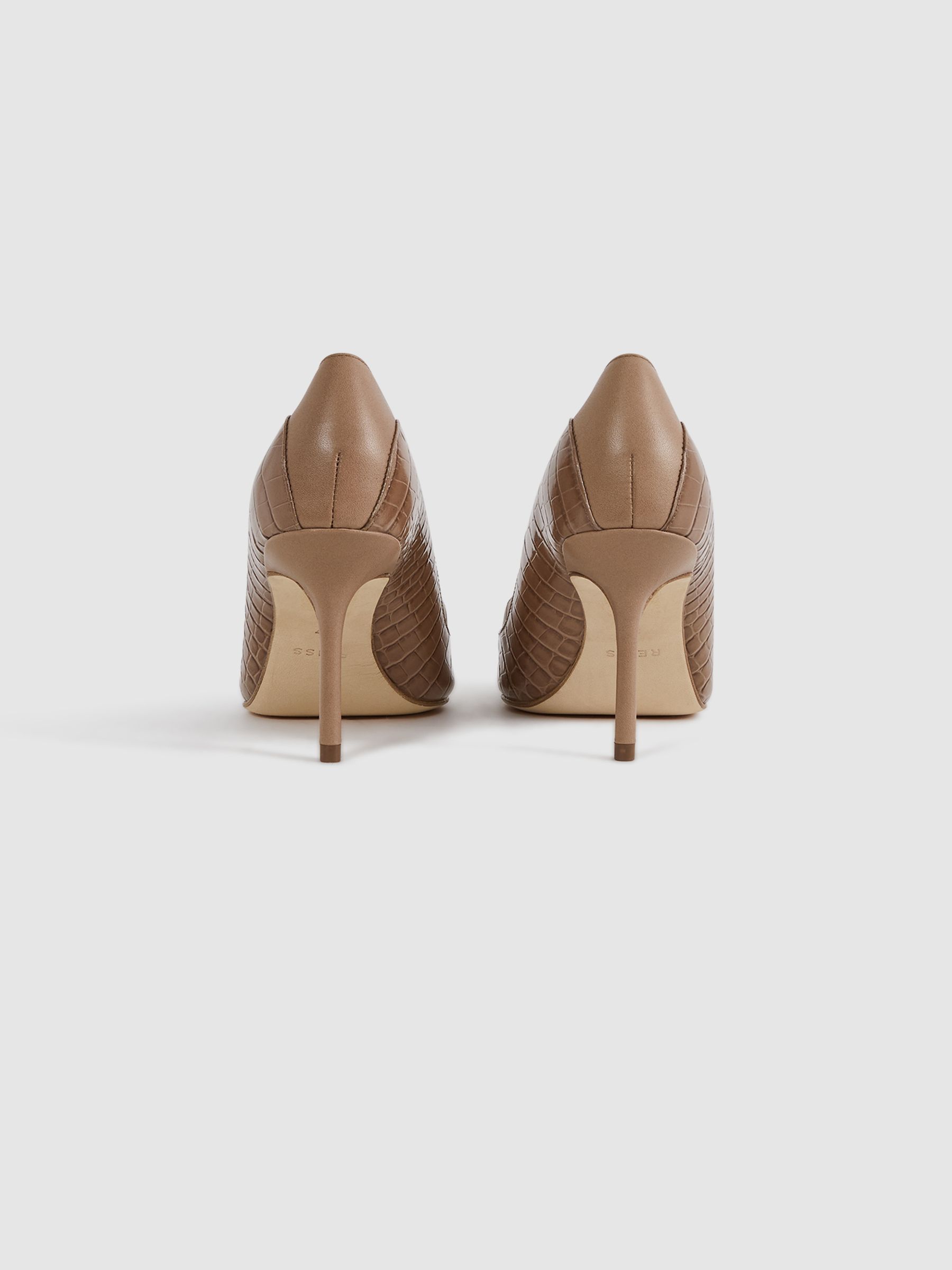 Leather Contrast Court Shoes in Taupe - Image 5 of 7