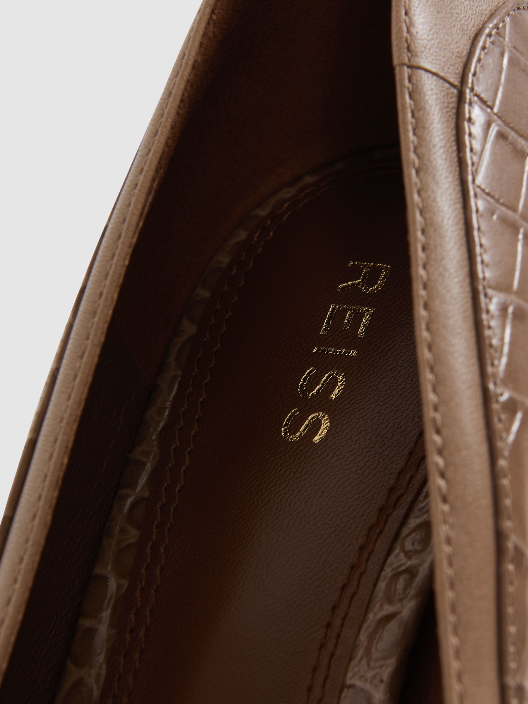 Leather Contrast Court Shoes in Taupe - Image 6 of 7