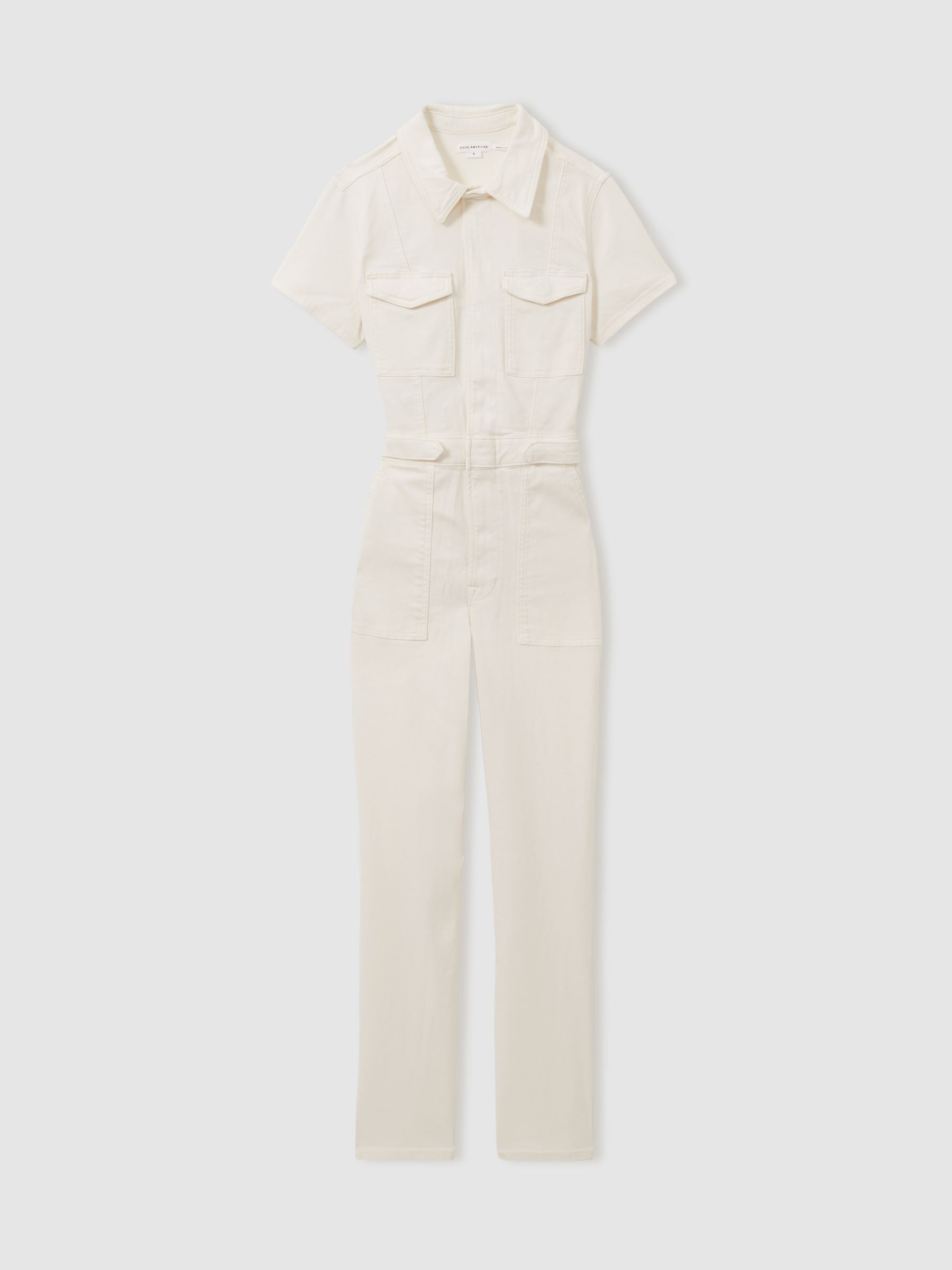 Good American Straight Leg Jumpsuit in White - Image 1 of 5